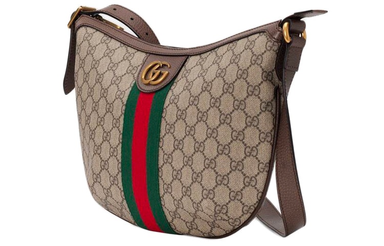 (WMNS) Gucci Ophidia Logo Stripe Webbing Canvas Shoulder Messenger Bag Small / Brown 598125-9IK3T-87 - 4