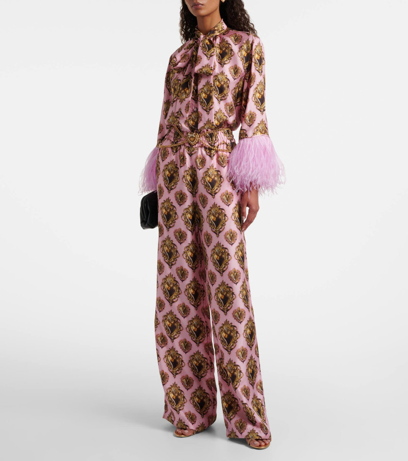 Dolce & Gabbana Printed high-rise silk palazzo pants outlook