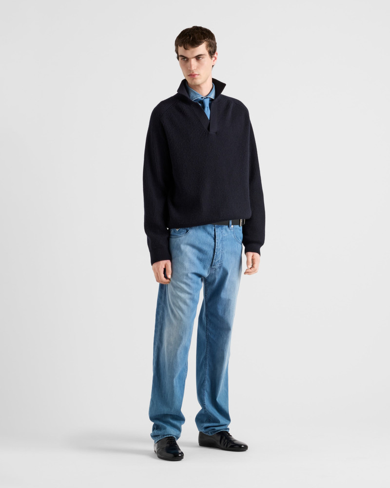 Prada Oversized cashmere polo sweater outlook