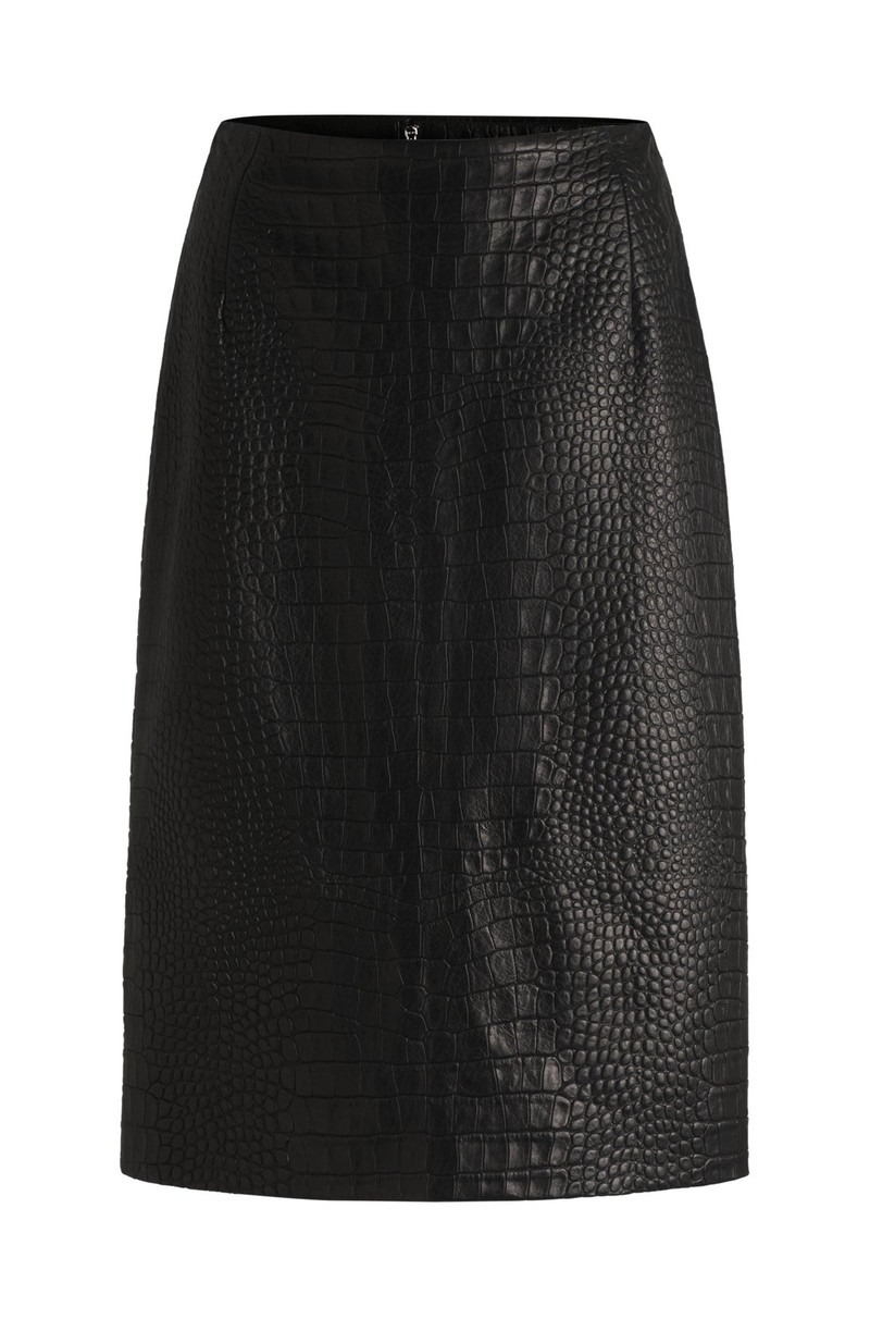 PENCIL SKIRT IN CROCODILE-EMBOSSED LEATHER 1