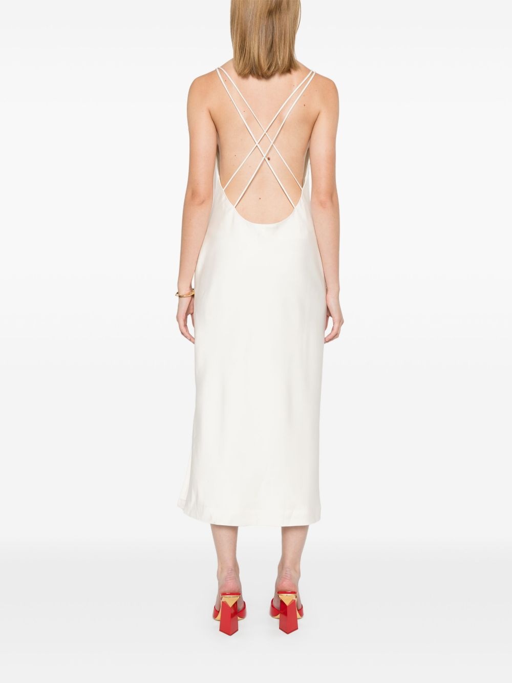 satin midi slip dress - 4