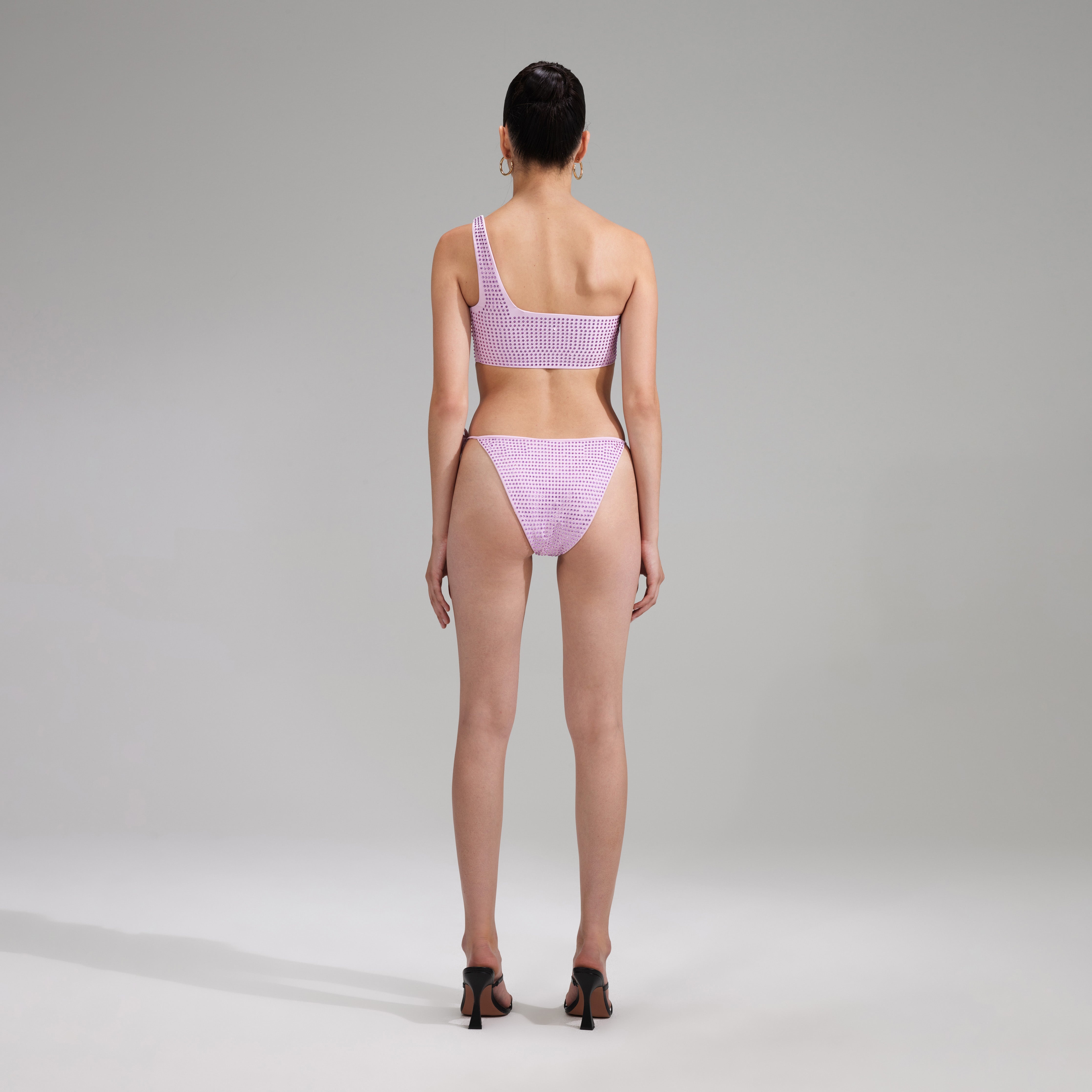 Lilac Rhinestone Brazilian Bikini Briefs - 3