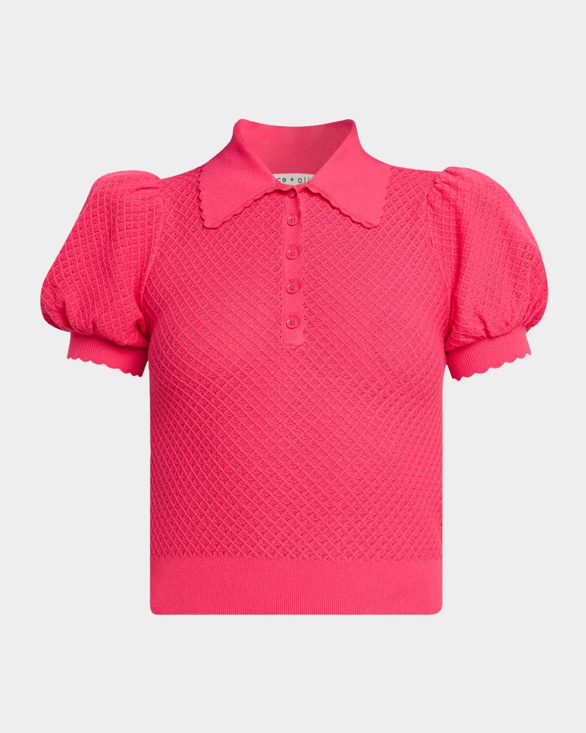 Ramona Pointelle Knit Polo - 1