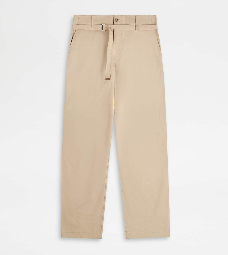 WORK PANTS IN RESIN-COATED POPLIN - BEIGE 1