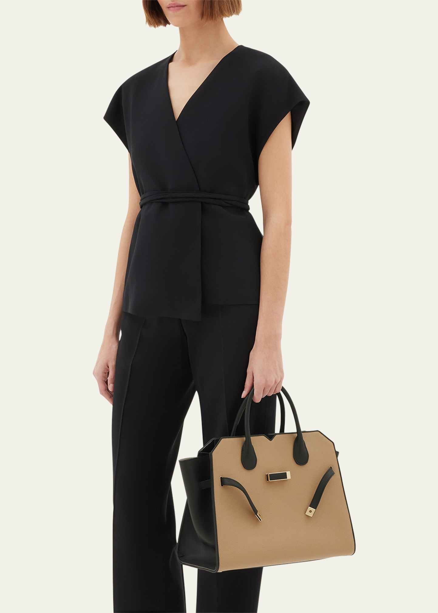 Milano Bicolor Leather Top-Handle Bag - 2