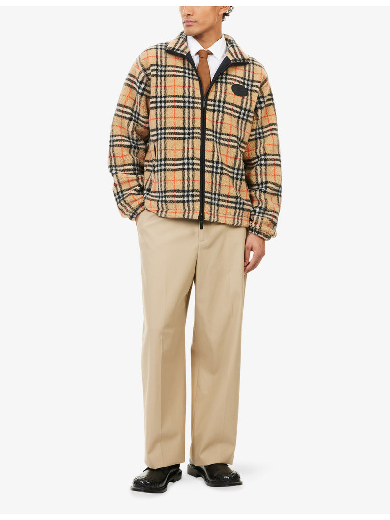 Burberry Check-Print High-Neck Wool-Blend Jacket outlook
