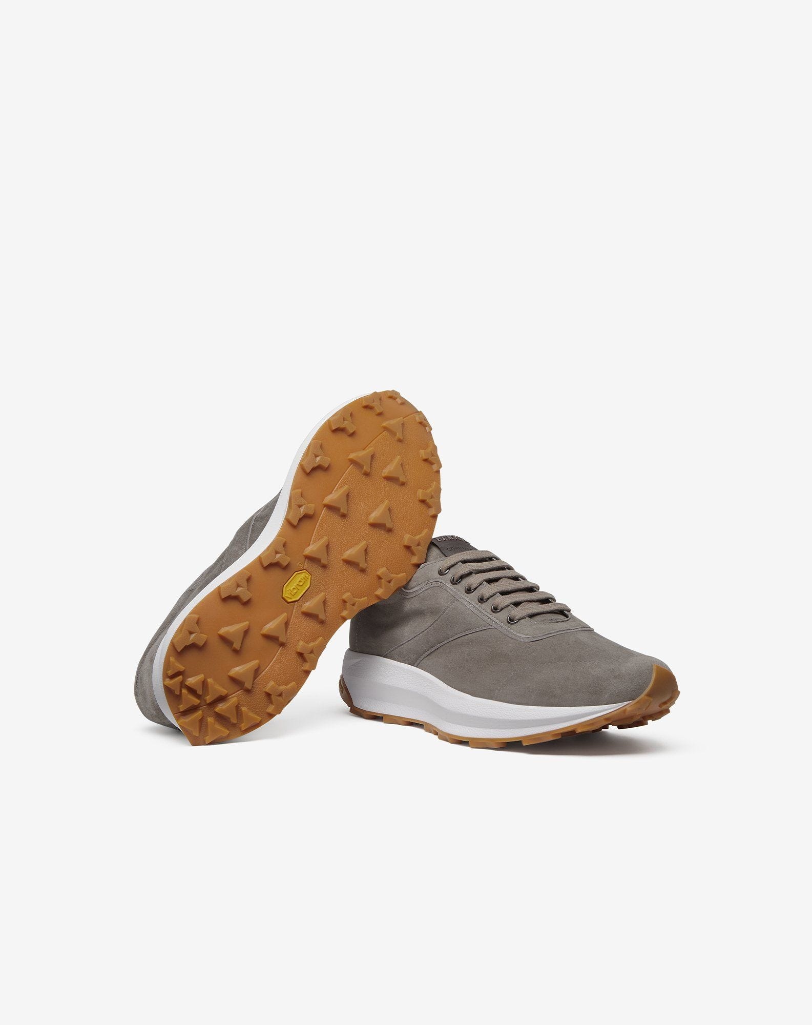 Grey suede running shoes - 4