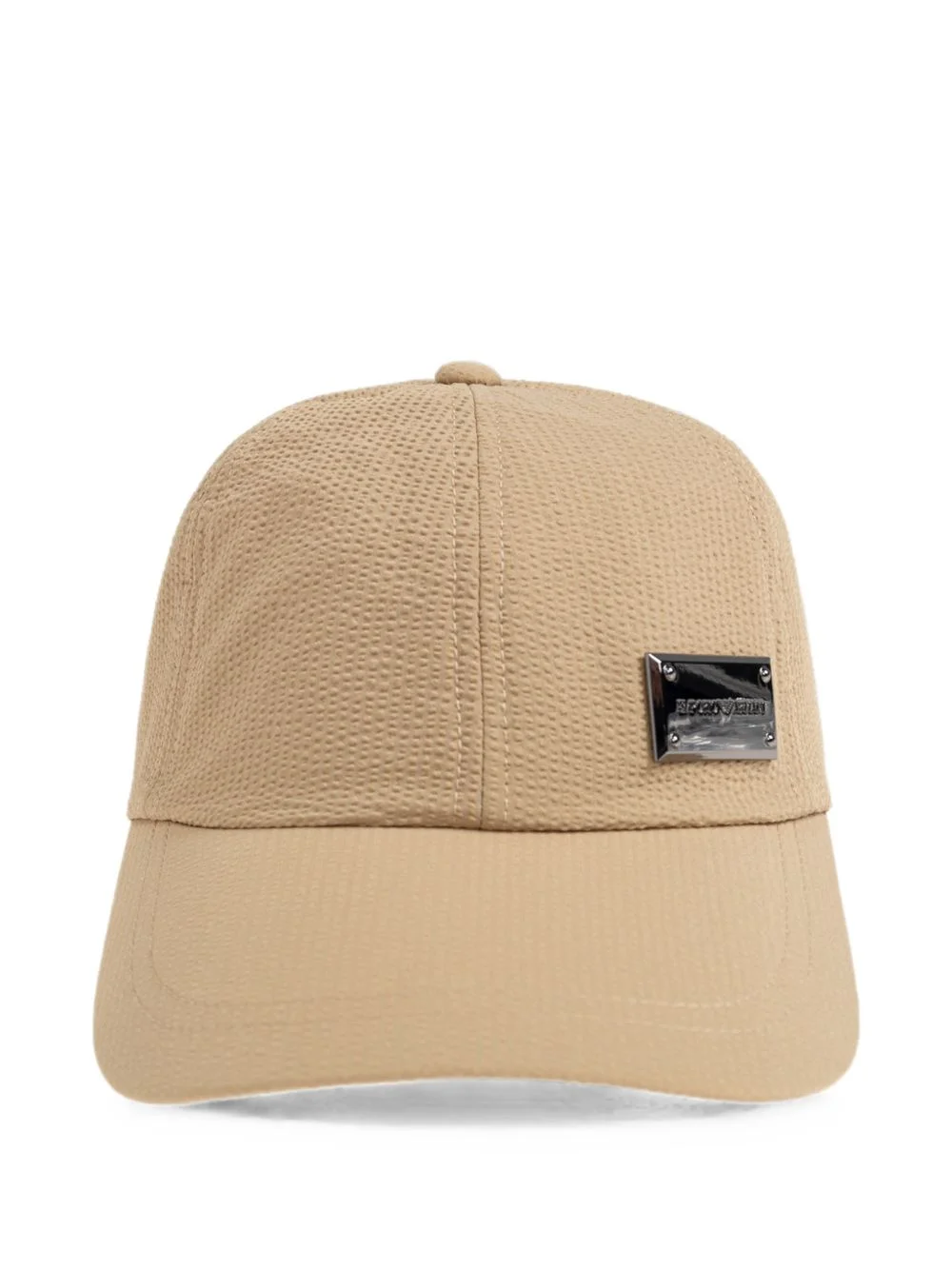 logo-plaque seersucker baseball cap - 1