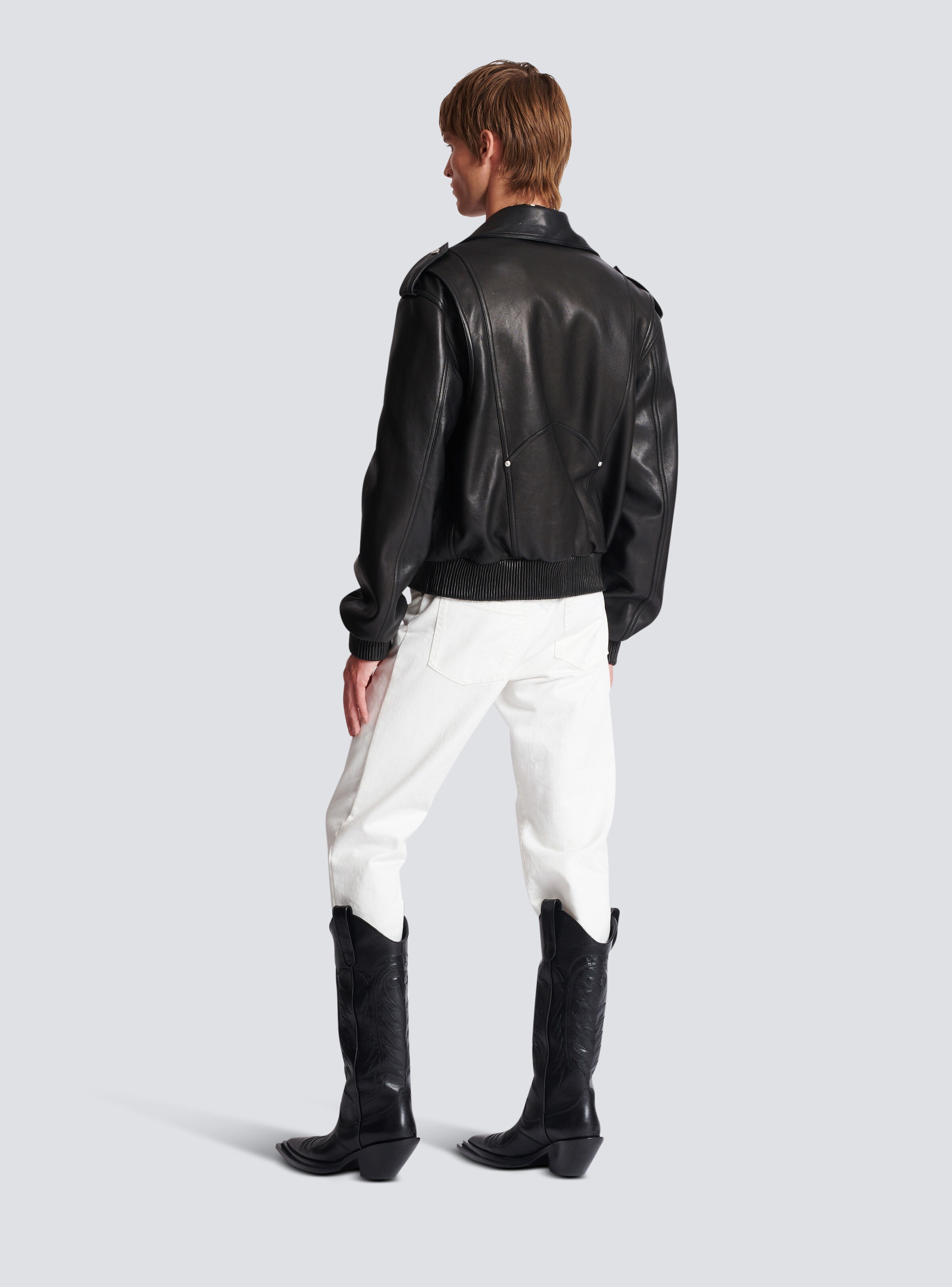 Leather bomber jacket - 4