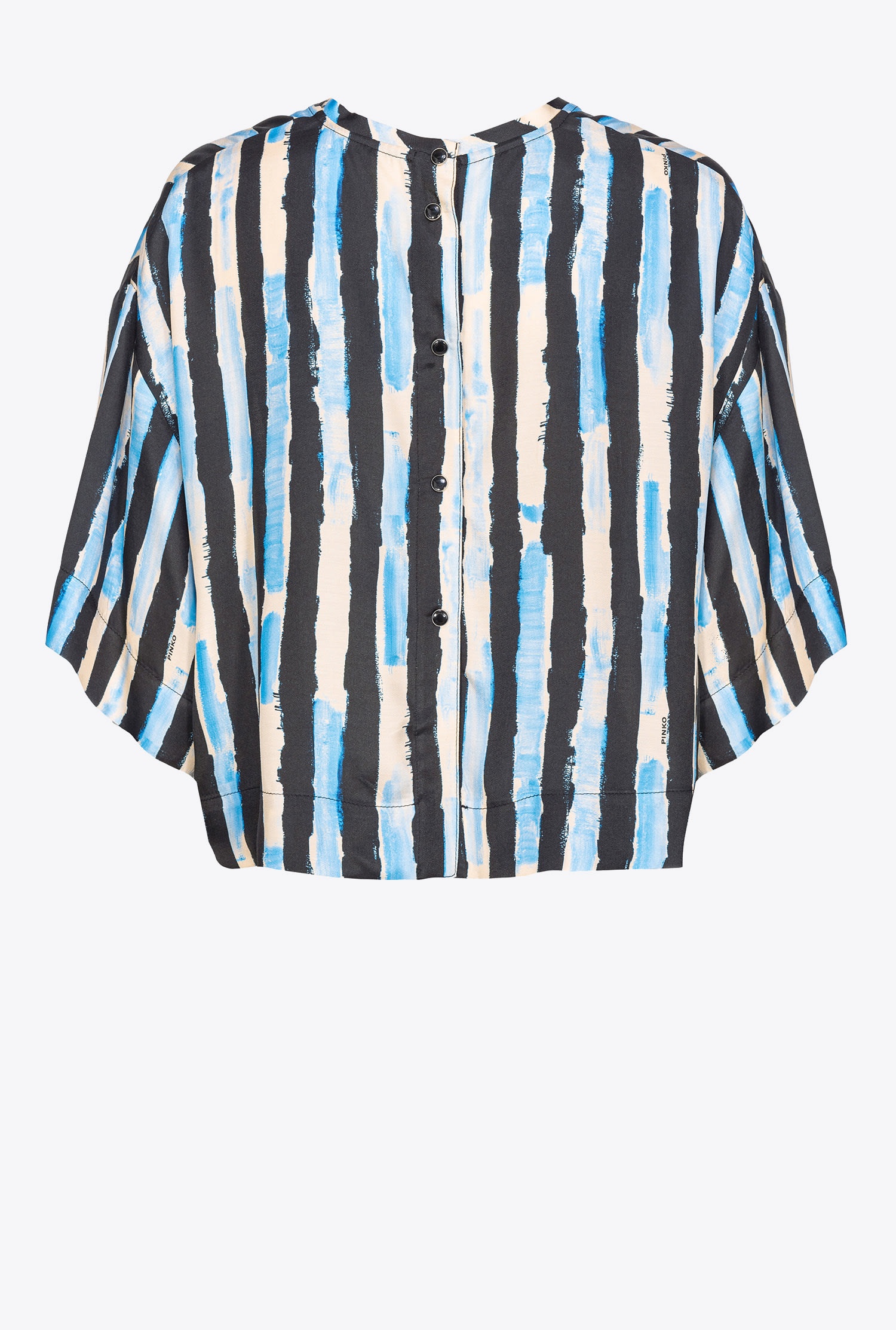 SHORT BLOUSE WITH PAINTED-STRIPE PRINT - 6