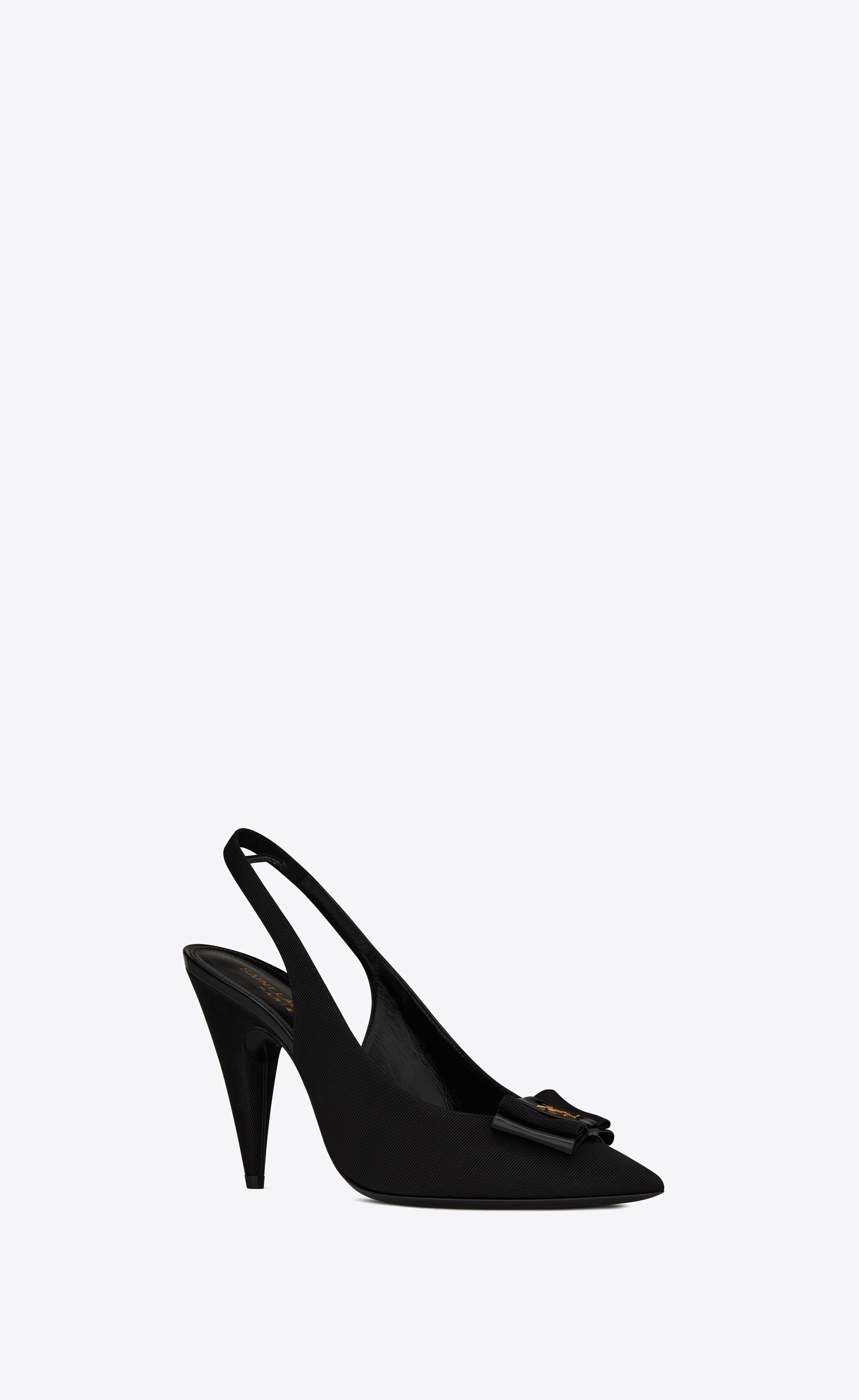 anaïs slingback bow pumps in grosgrain canvas and patent leather - 3