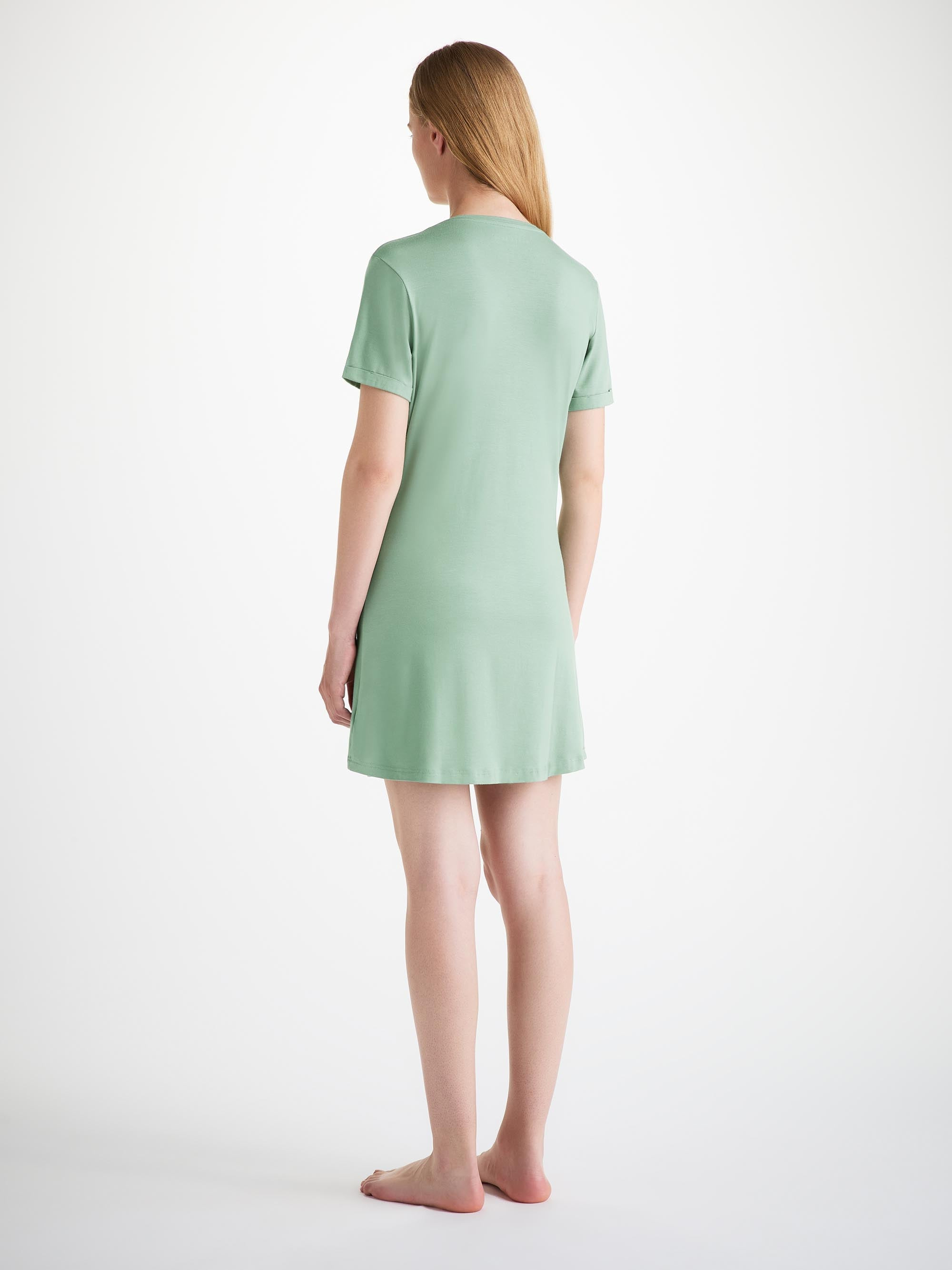 Women's V-Neck Sleep T-Shirt Lara Micro Modal Stretch Euycalyptus - 4