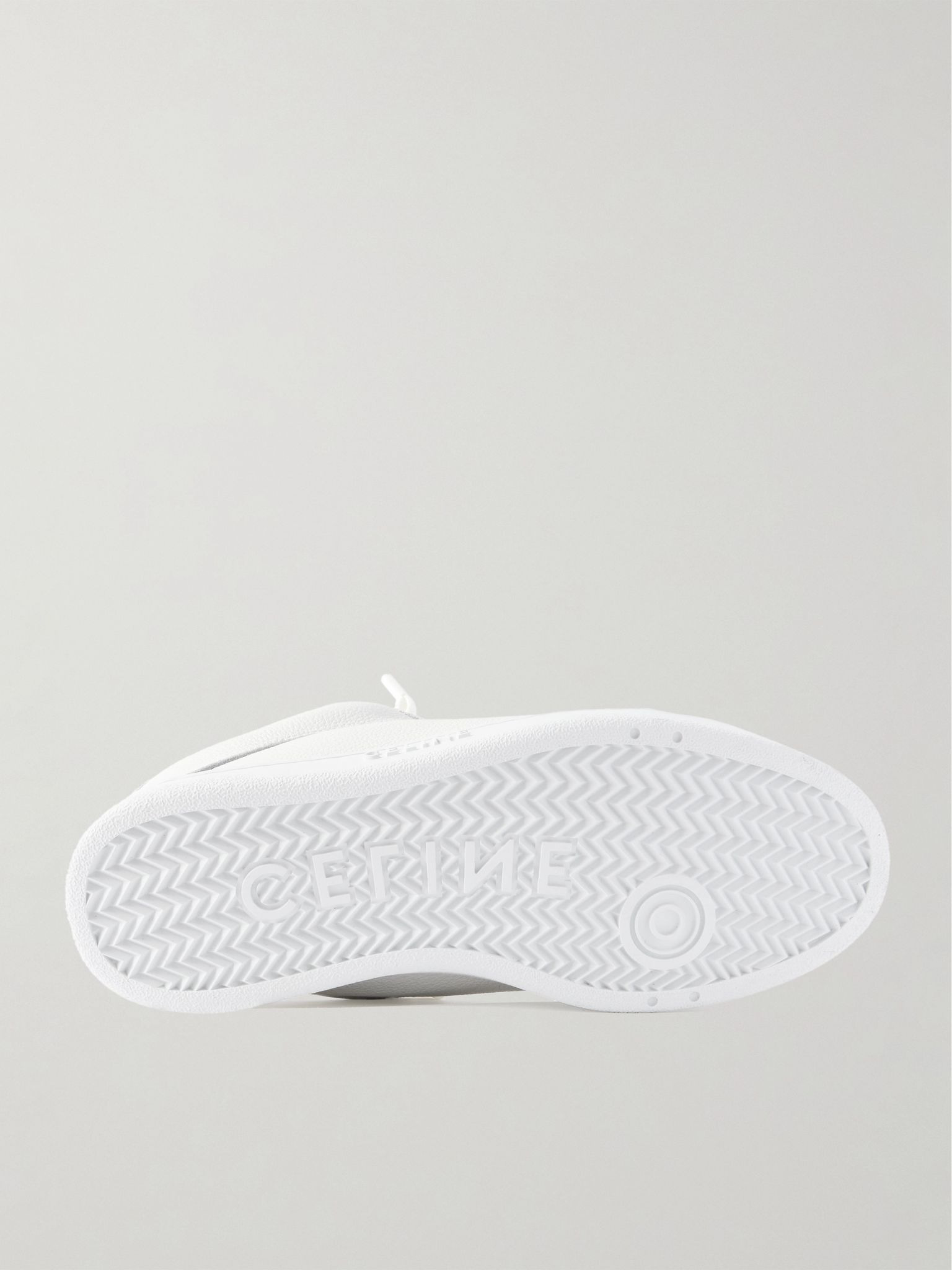 Logo-Embroidered Mesh-Panelled Leather Sneakers White - 3