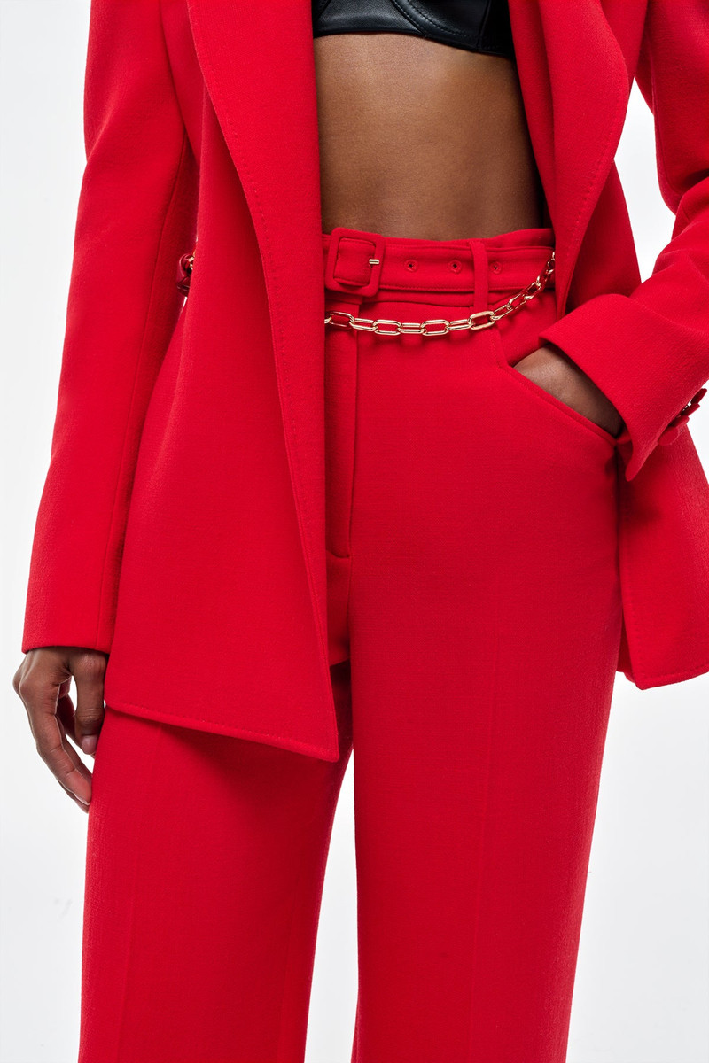 Norman Wide-leg Pant in Scarlet Red Virgin Wool Crepe 7
