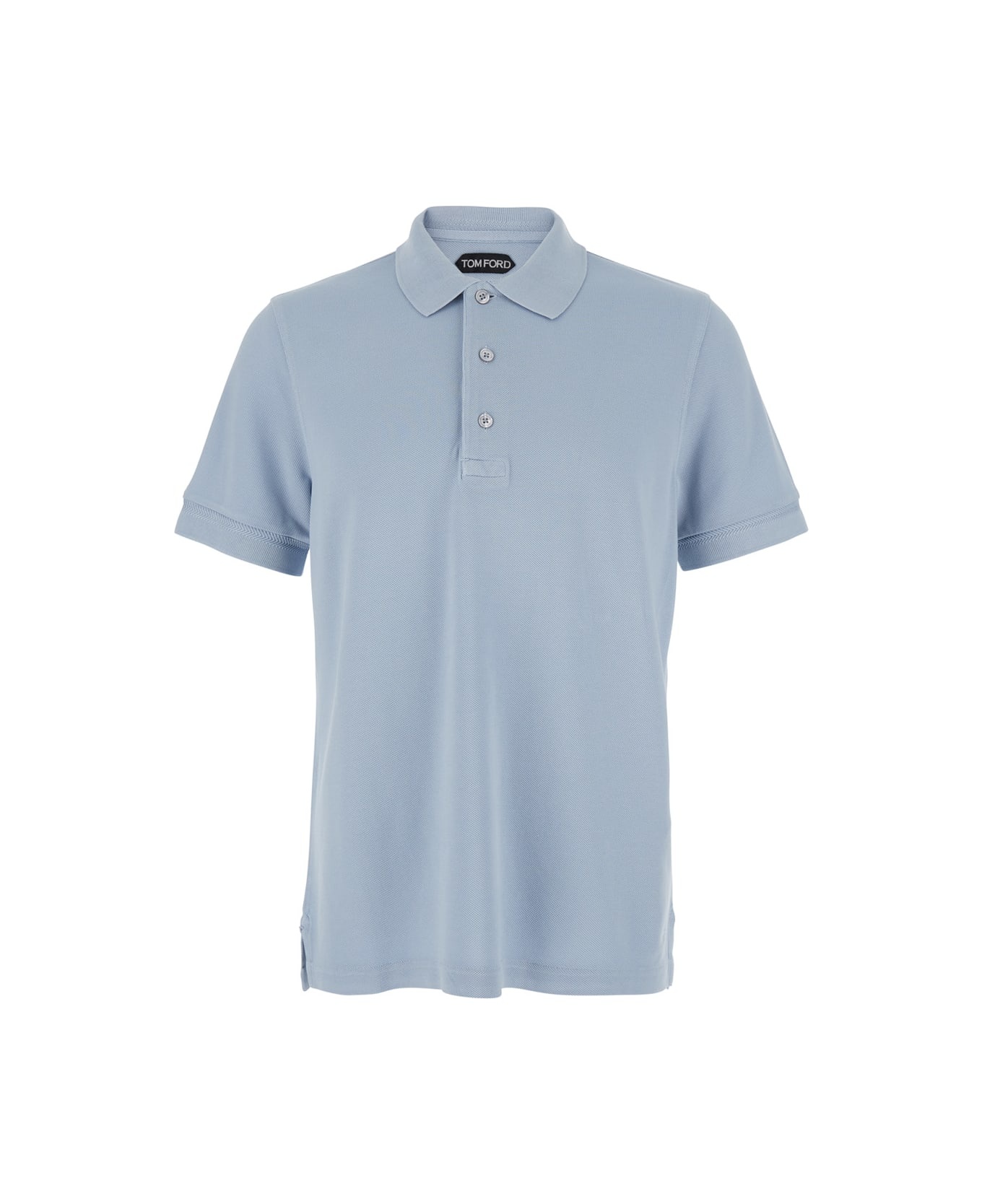 Light-blue Short-sleeves Polo In Cotton Piquet Jersey Man - 1