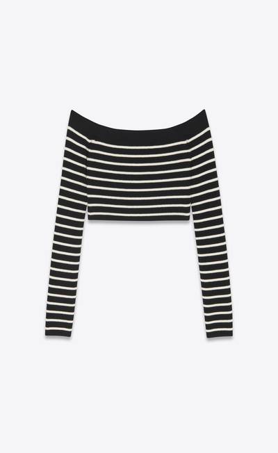 SAINT LAURENT cropped top in striped wool and cotton outlook