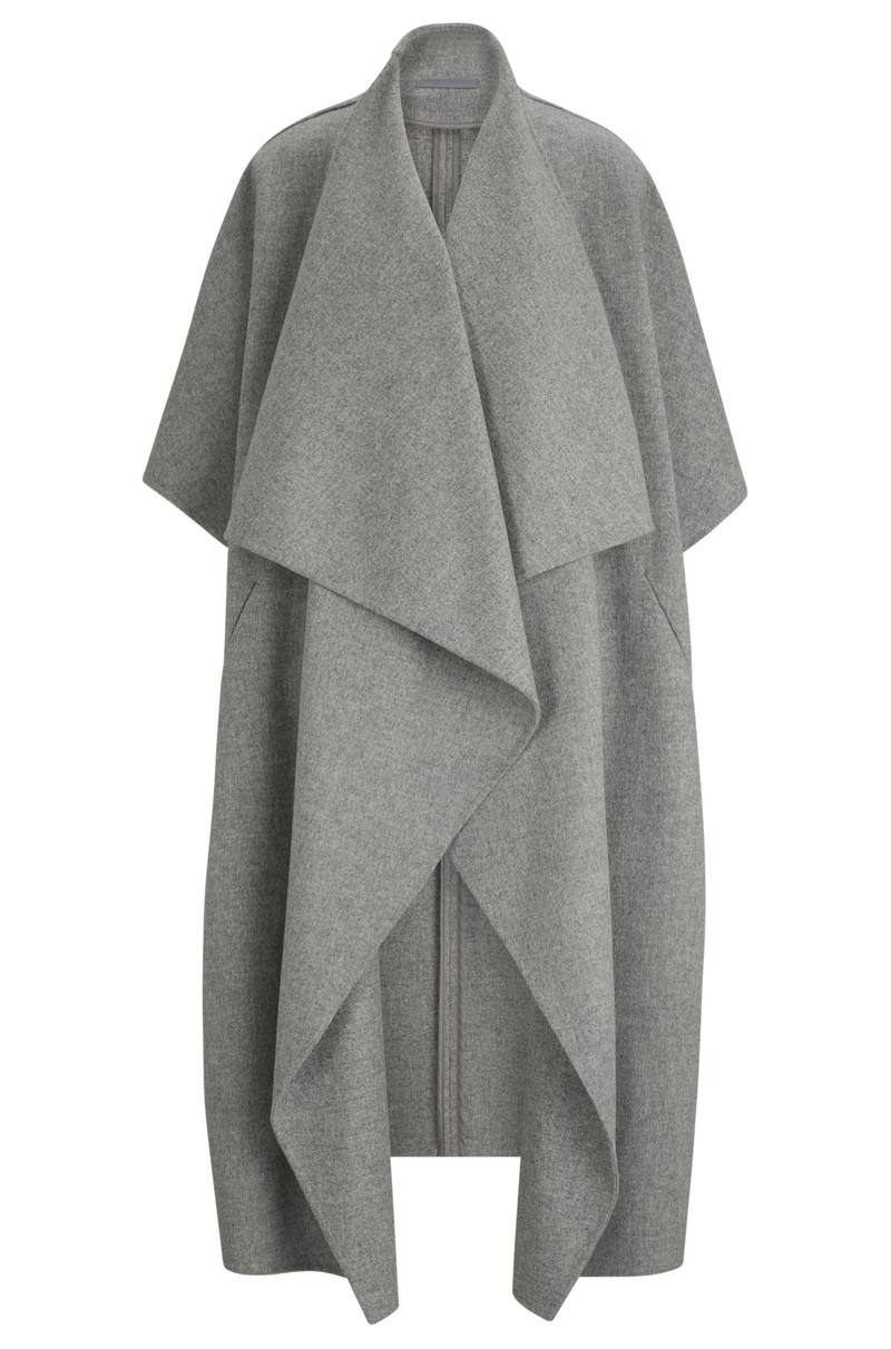 NAOMI X BOSS WATERFALL-FRONT CAPE COAT IN VIRGIN WOOL 1