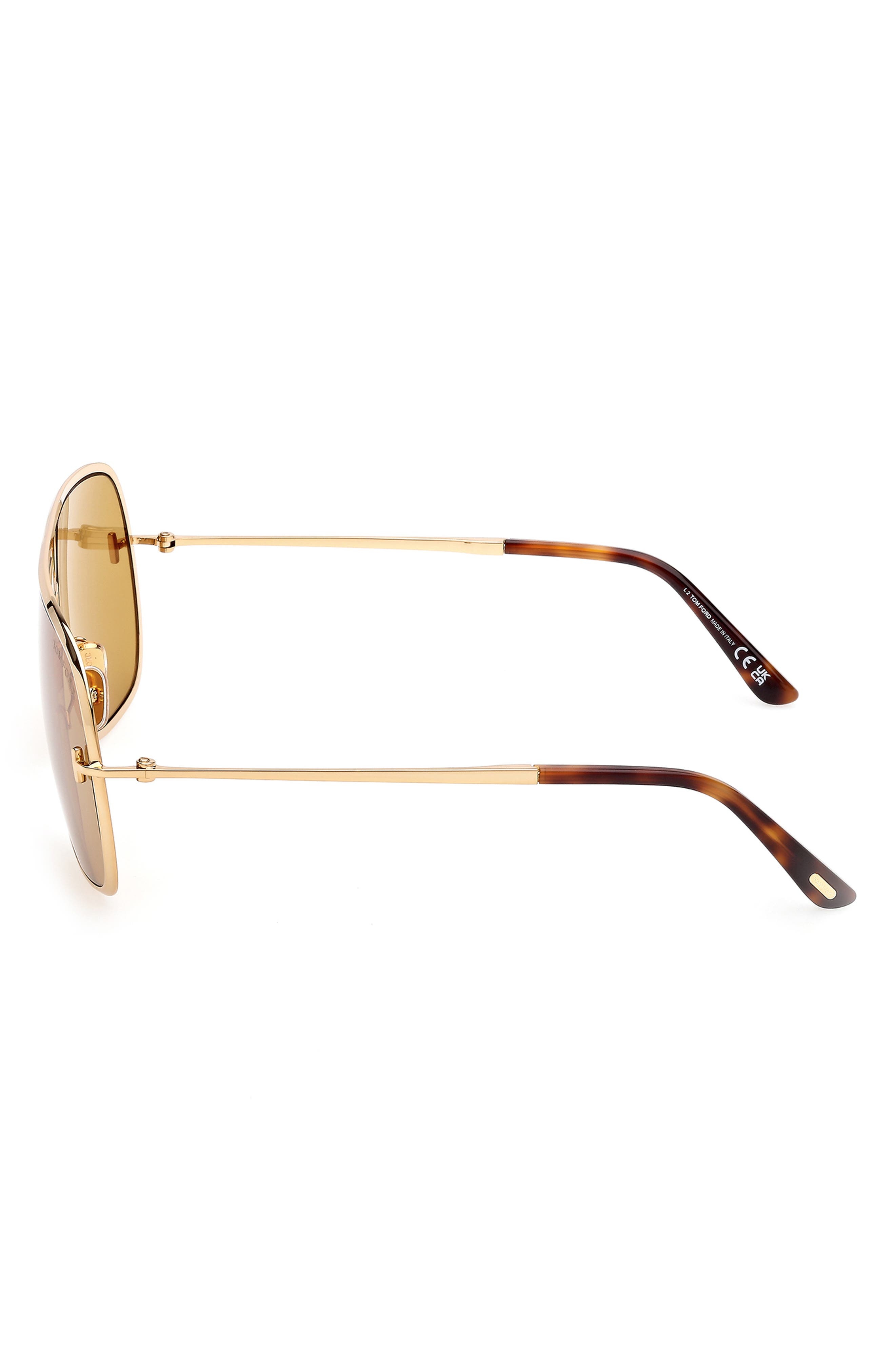 TOM FORD Stavros 63mm Oversize Navigator Sunglasses in Shiny Gold /Classic Havana at Nordstrom - 3