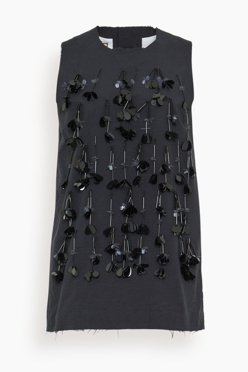 Sequin Tank Top in Black - 1