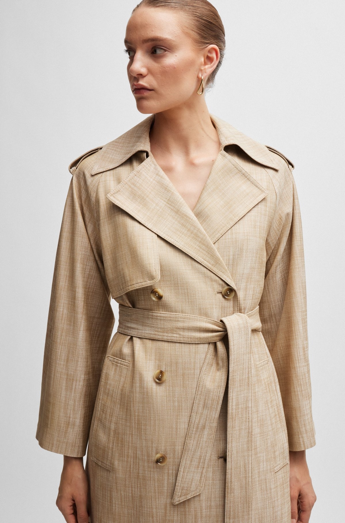 DOUBLE-BREASTED TRENCH COAT IN PINSTRIPE MATERIAL - 5
