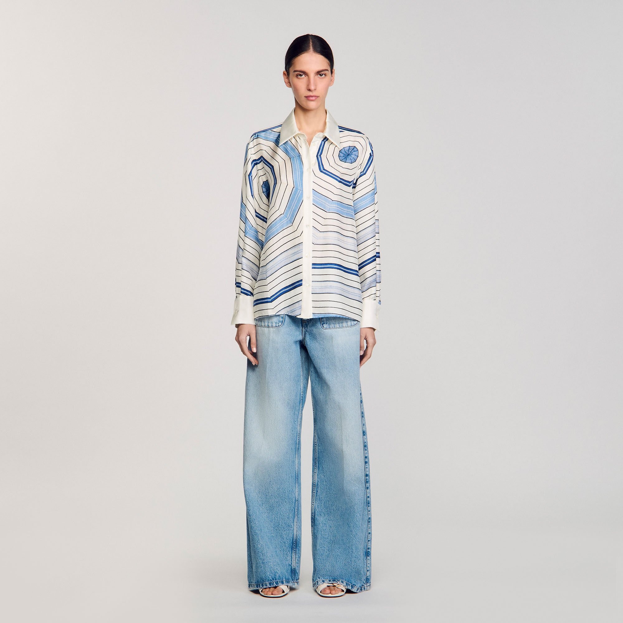 SPIRAL-MOTIF SILK SHIRT - 2