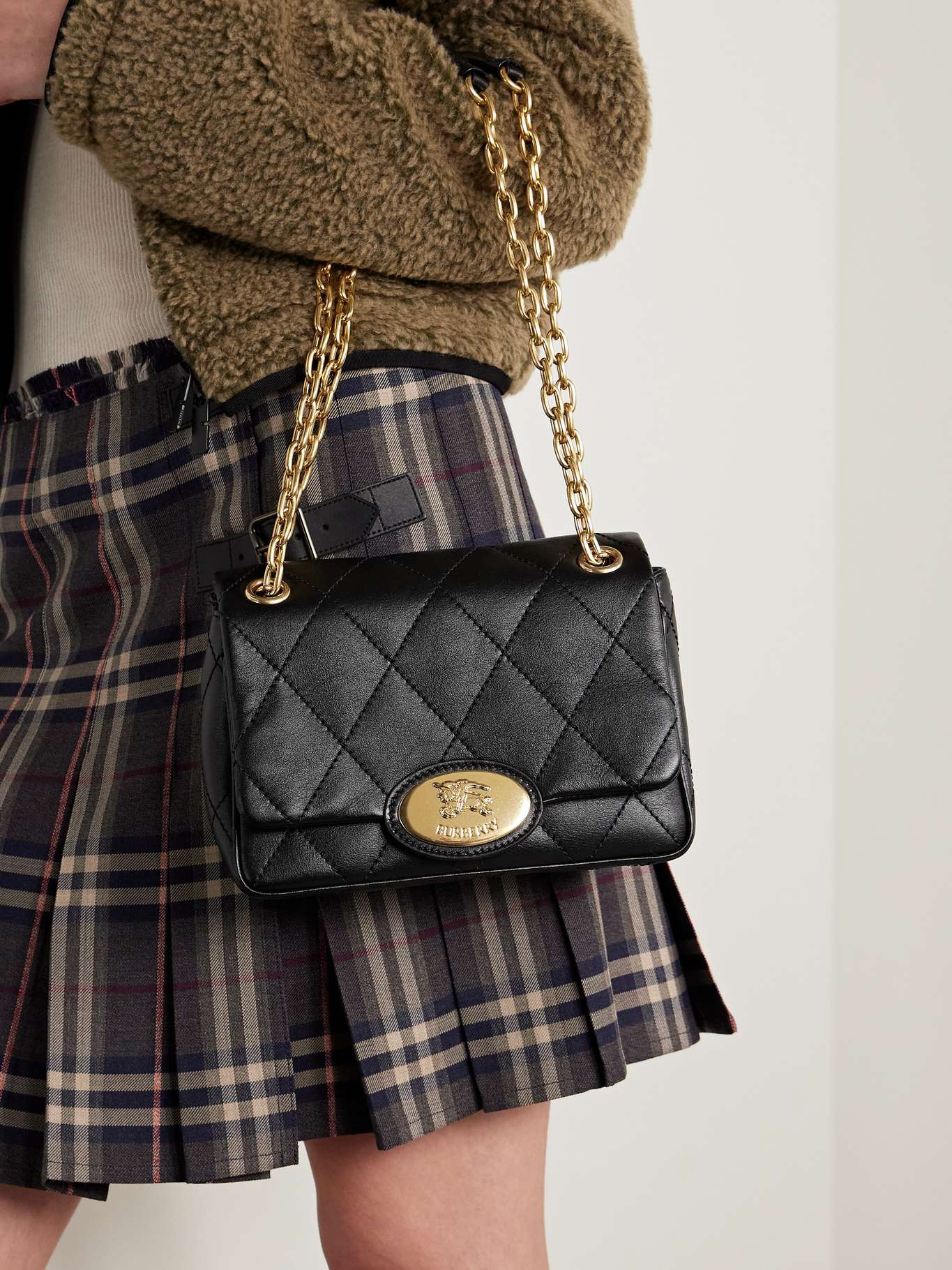 Embellished quilted leather shoulder bag Black - 2