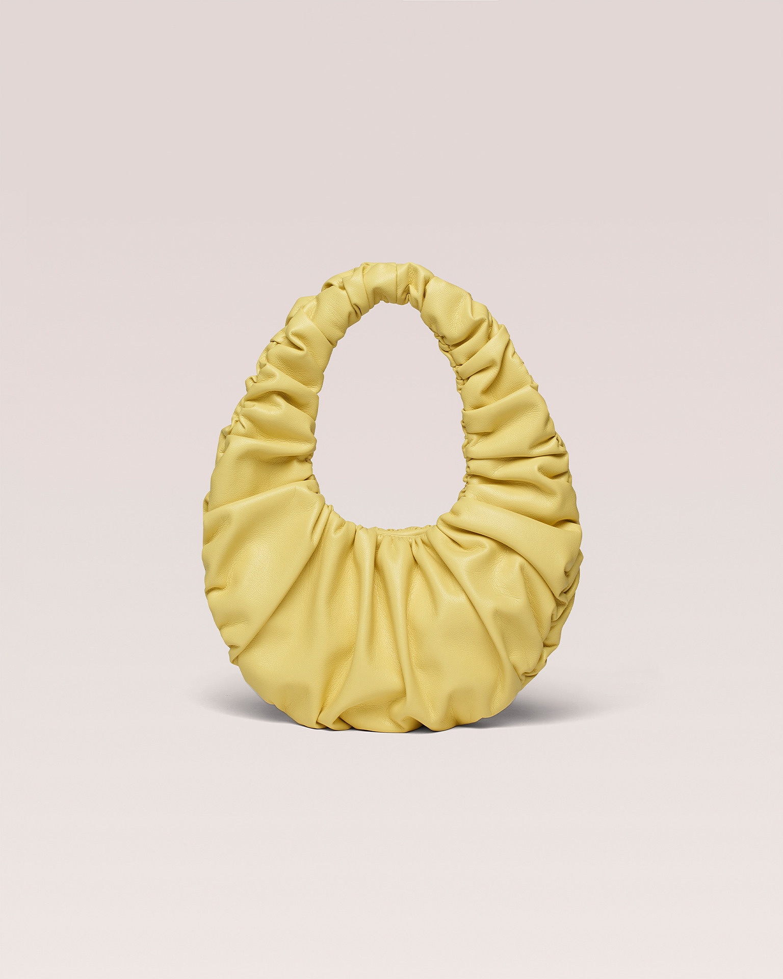 ANJA BAGUETTE MINI - OKOBOR™ alt-leather ruched bag - Yellow - 1