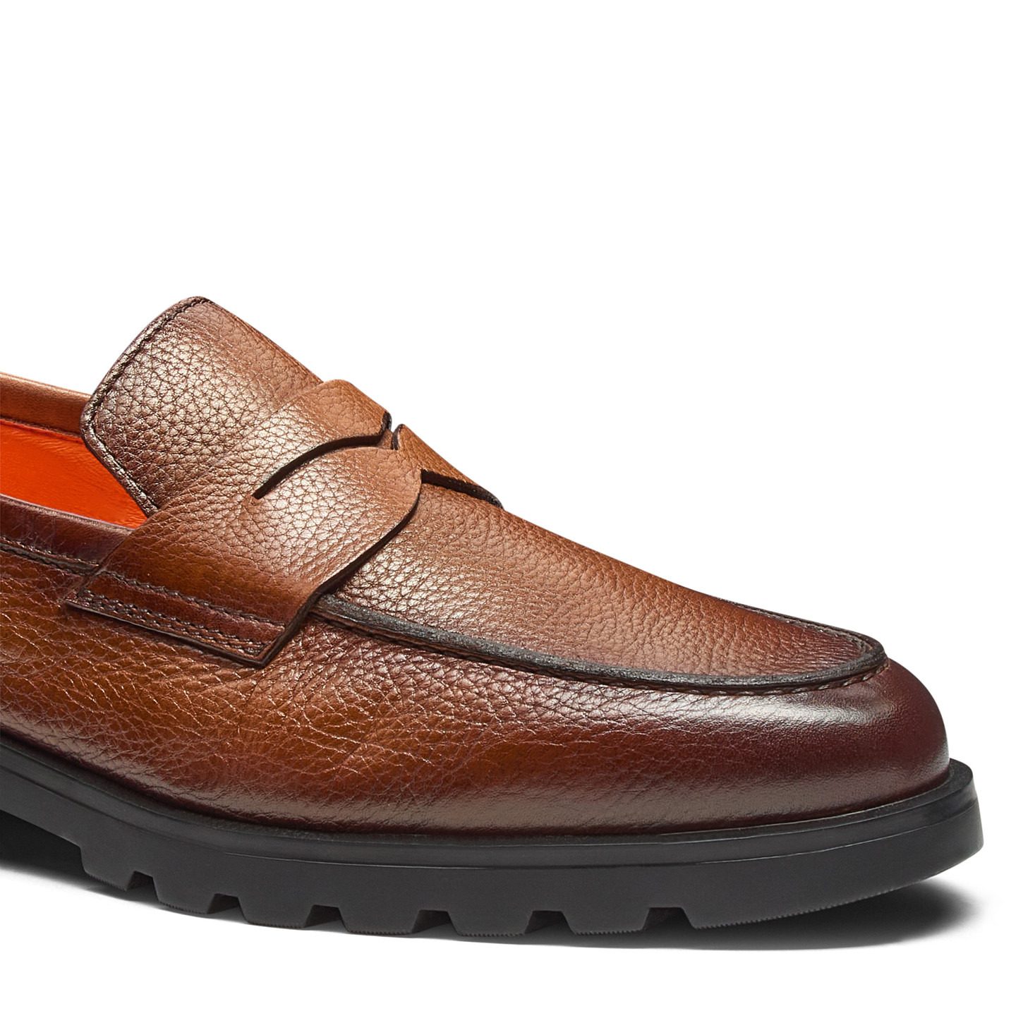 Men's brown tumbled leather penny loafer - 6