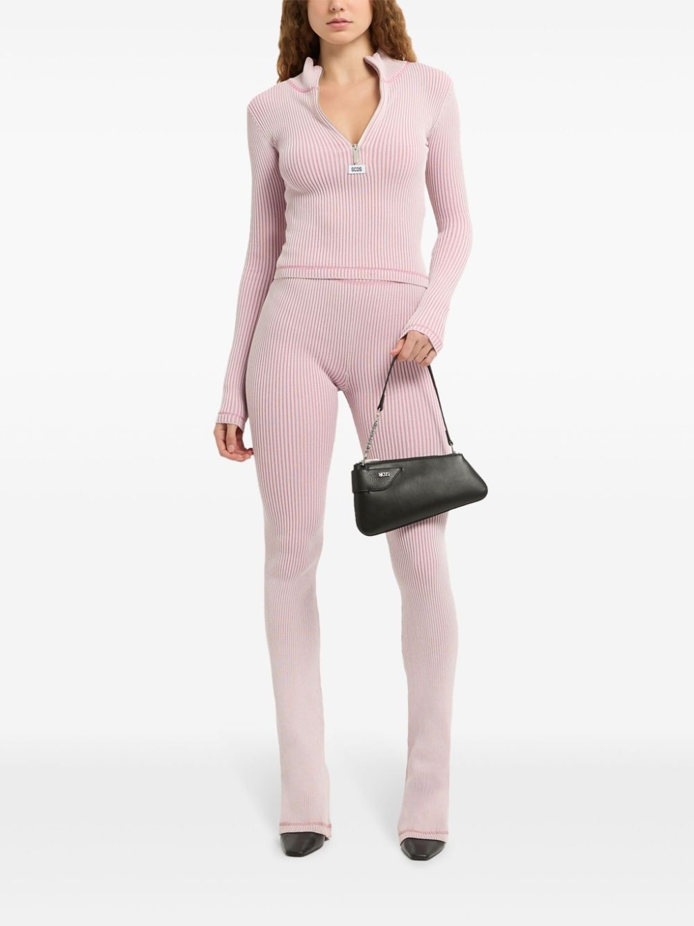 ribbed knit flared trousers - 2