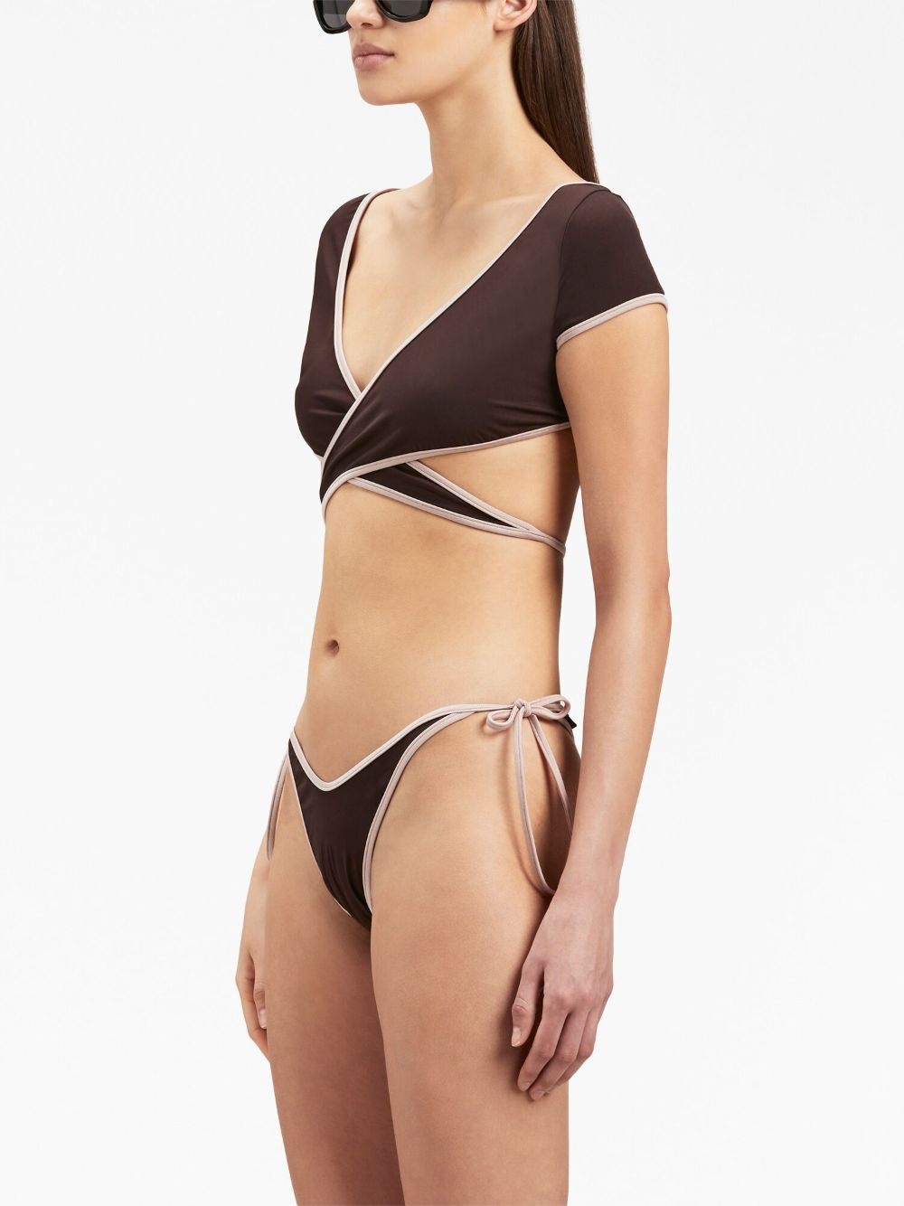 cap-sleeve wrap bikini top - 4