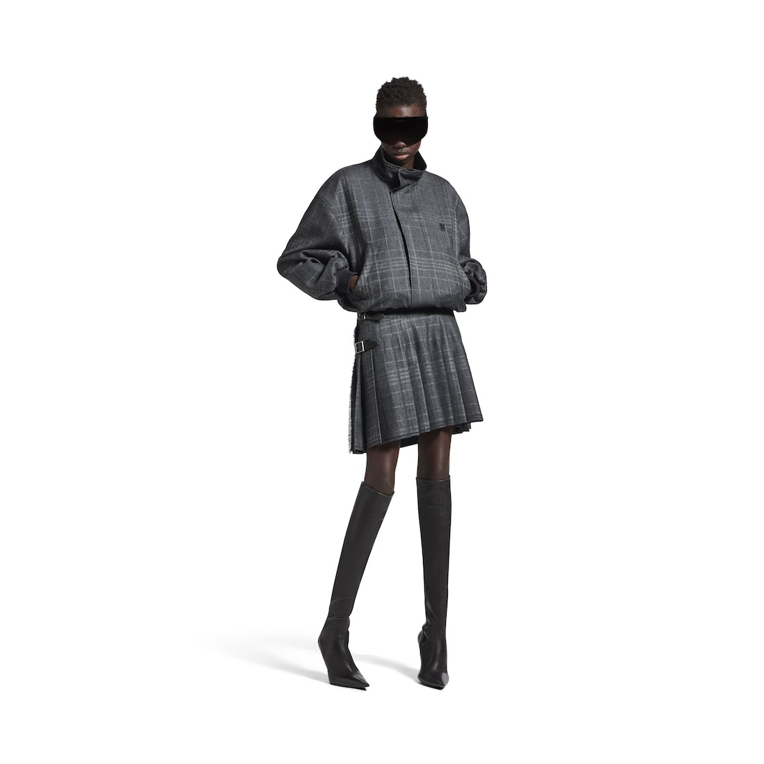 Women's Pleated Mini Skirt in Grey - 2