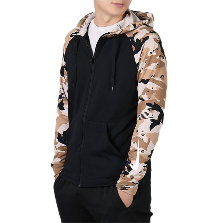 Men's Nike Camouflage Splicing Jacket Black AQ1139-010 - 4