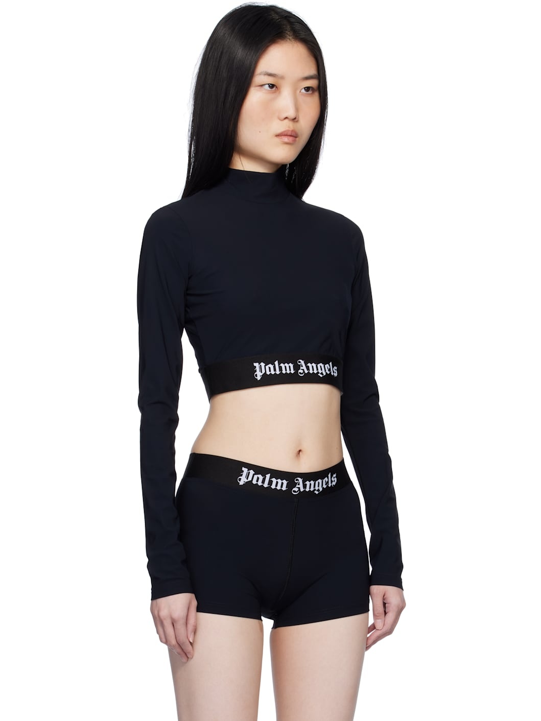 Black Mockneck Logo Sport Top - 2