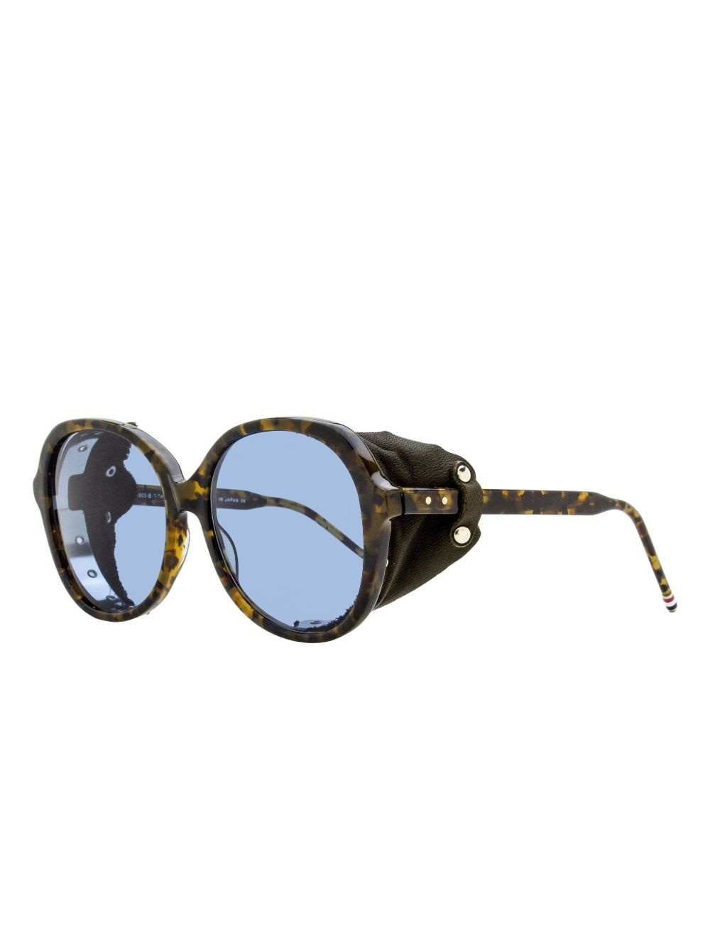 rounded-square leatherette-accented sunglasses - 2