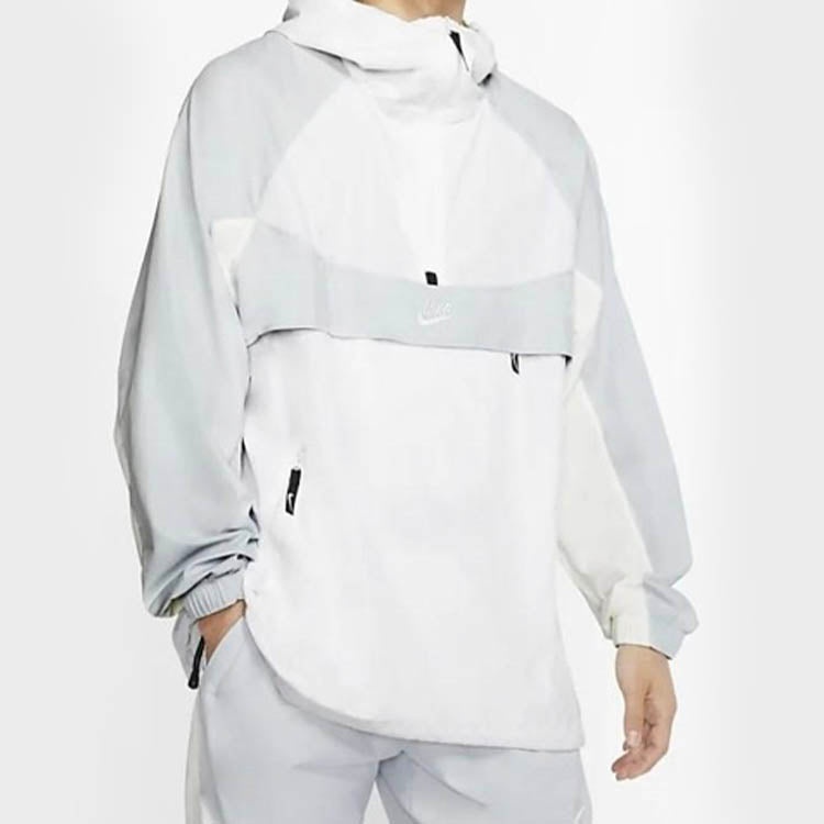 Nike Sportwear Retro Colorblock Loose Half Zipper hooded Pullover Woven Jacket White BV5386-100 - 3