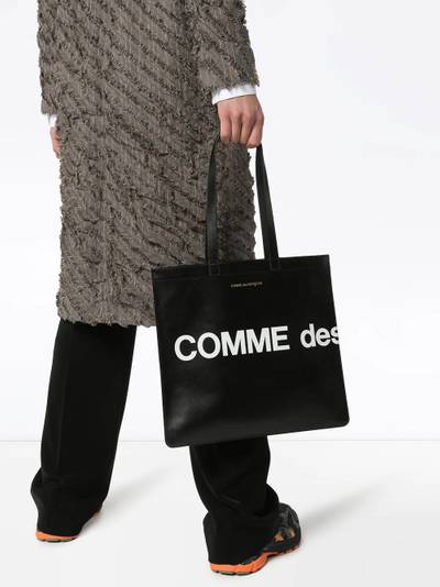 Comme Des Garçons logo-print leather tote bag outlook