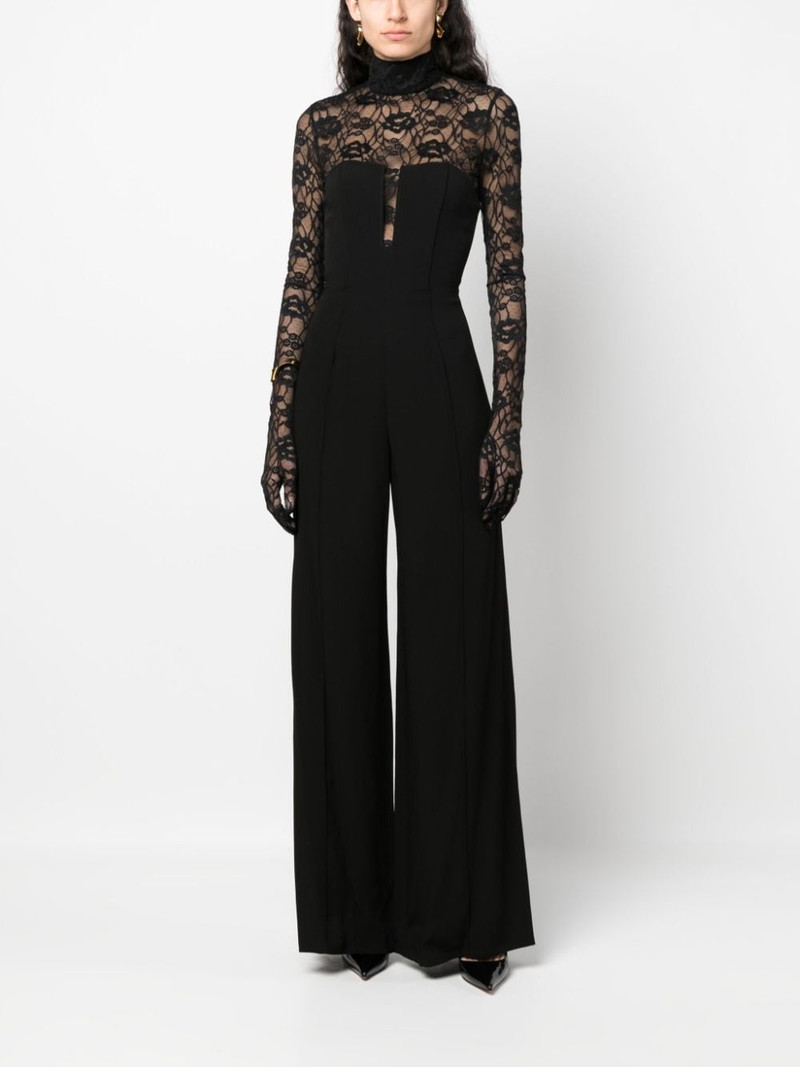 SAINT LAURENT floral-jacquard point d'esprit tulle blouse outlook