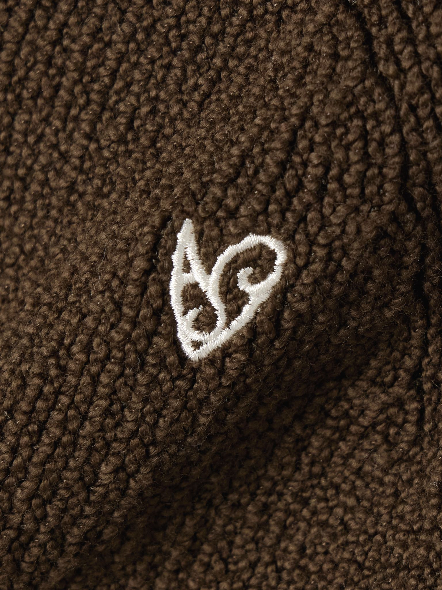 Embroidered organic cotton-blend cardigan Brown - 4