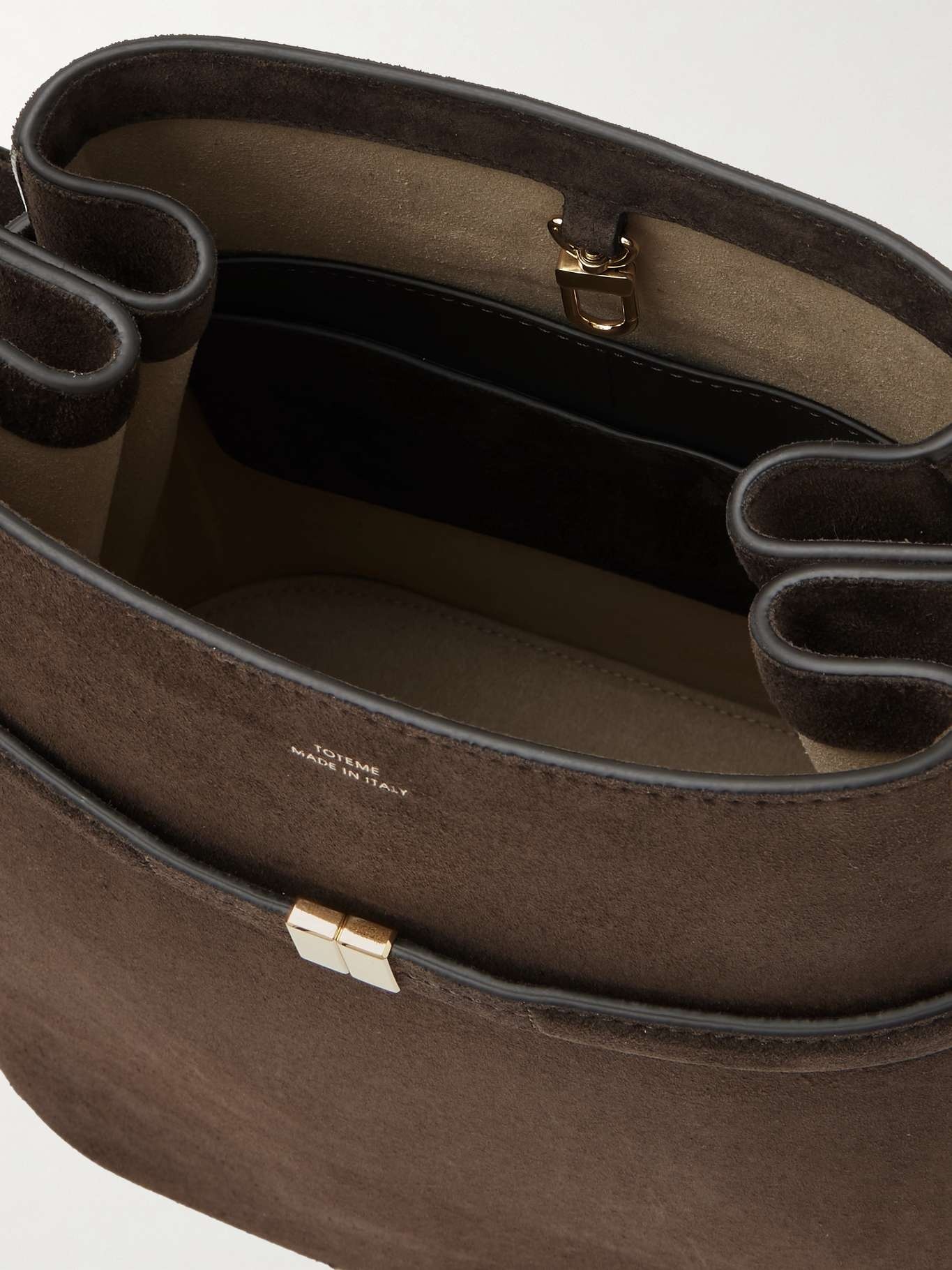 Belted suede tote Chocolate - 5