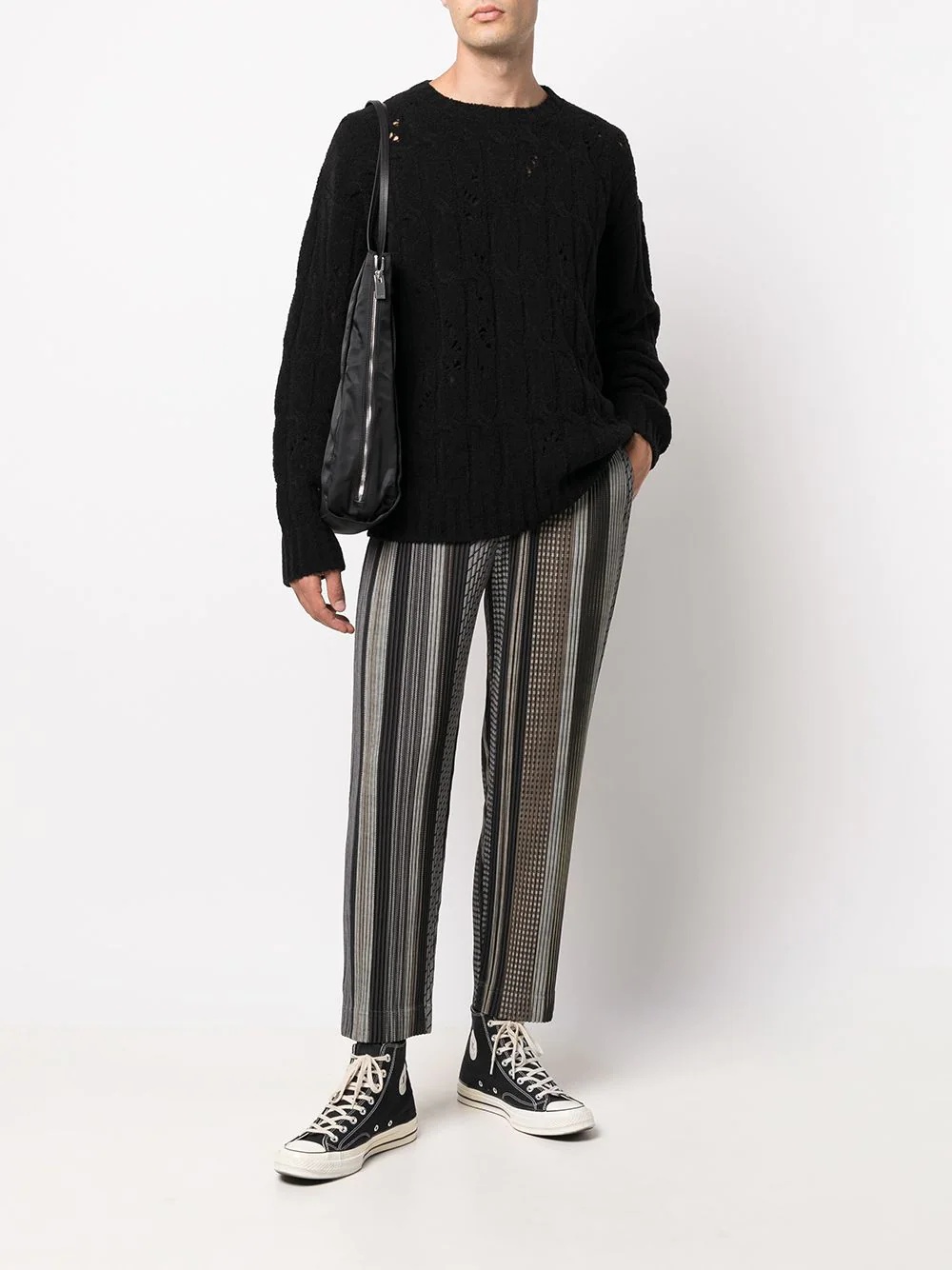 striped plissé trousers - 2