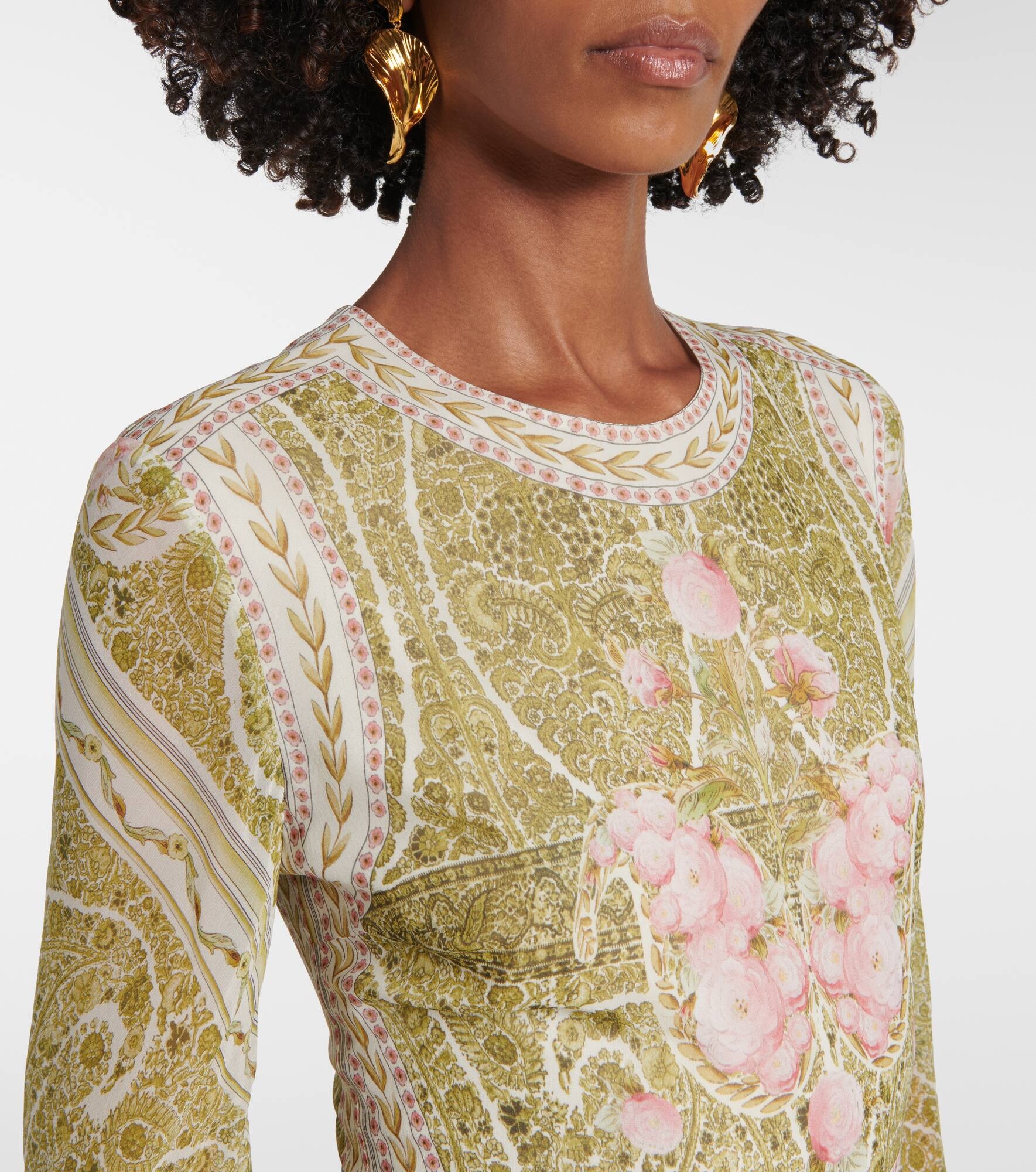 Floral silk georgette maxi dress - 4