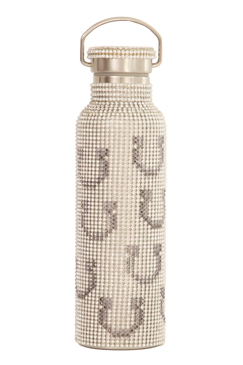 CHARCOAL HORSESHOE RHINESTONE WATER BOTTLE 1