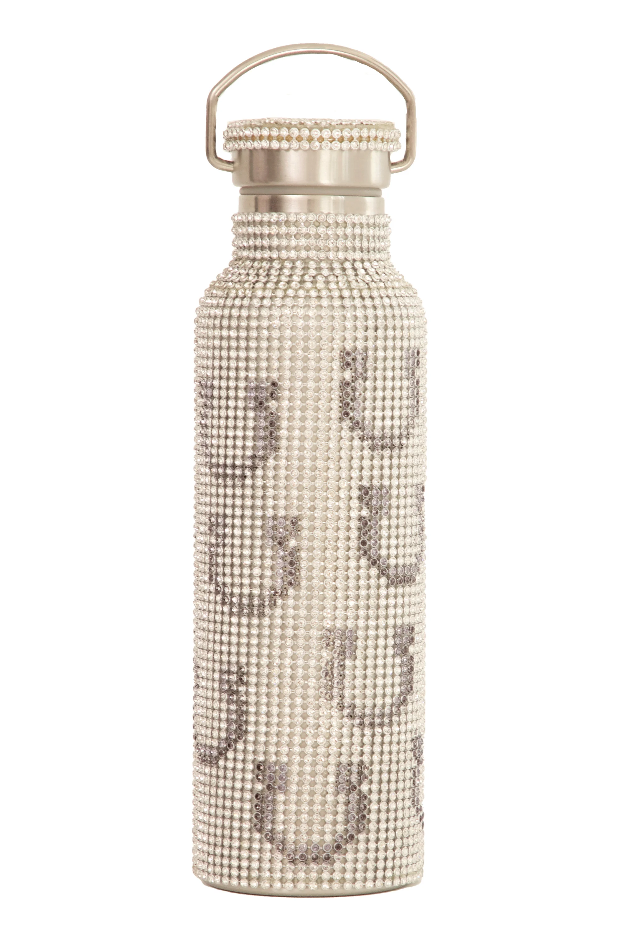 CHARCOAL HORSESHOE RHINESTONE WATER BOTTLE - 1