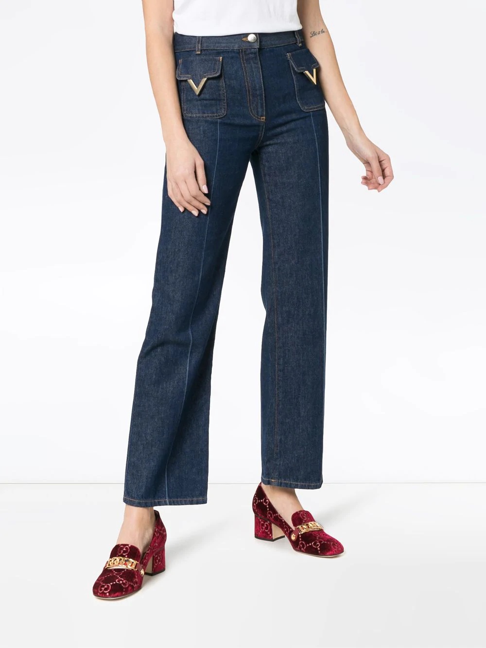 V detail front pocket jeans  - 3