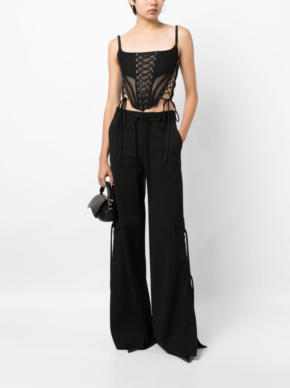 high-waist side-slit cargo trousers - 2