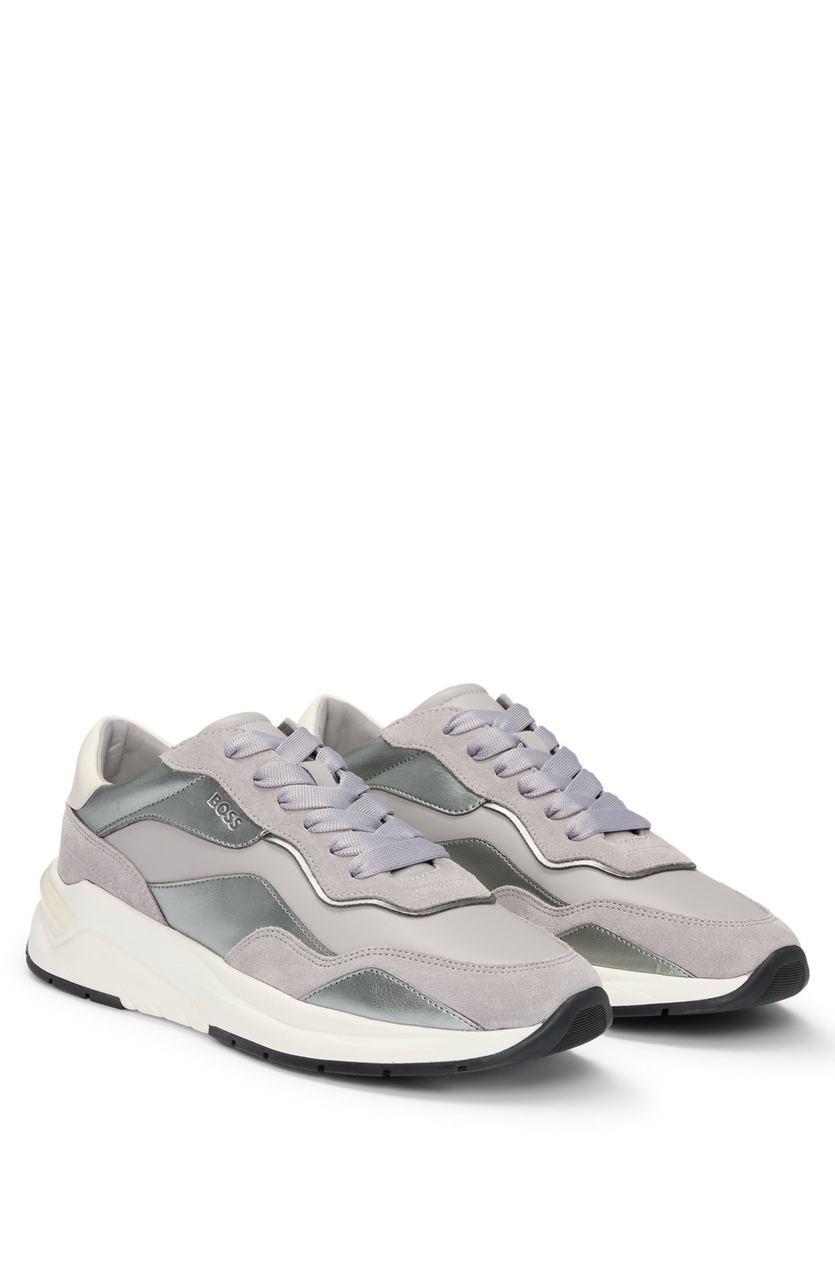 MIXED-MATERIAL TRAINERS WITH SUEDE AND FAUX LEATHER - 2