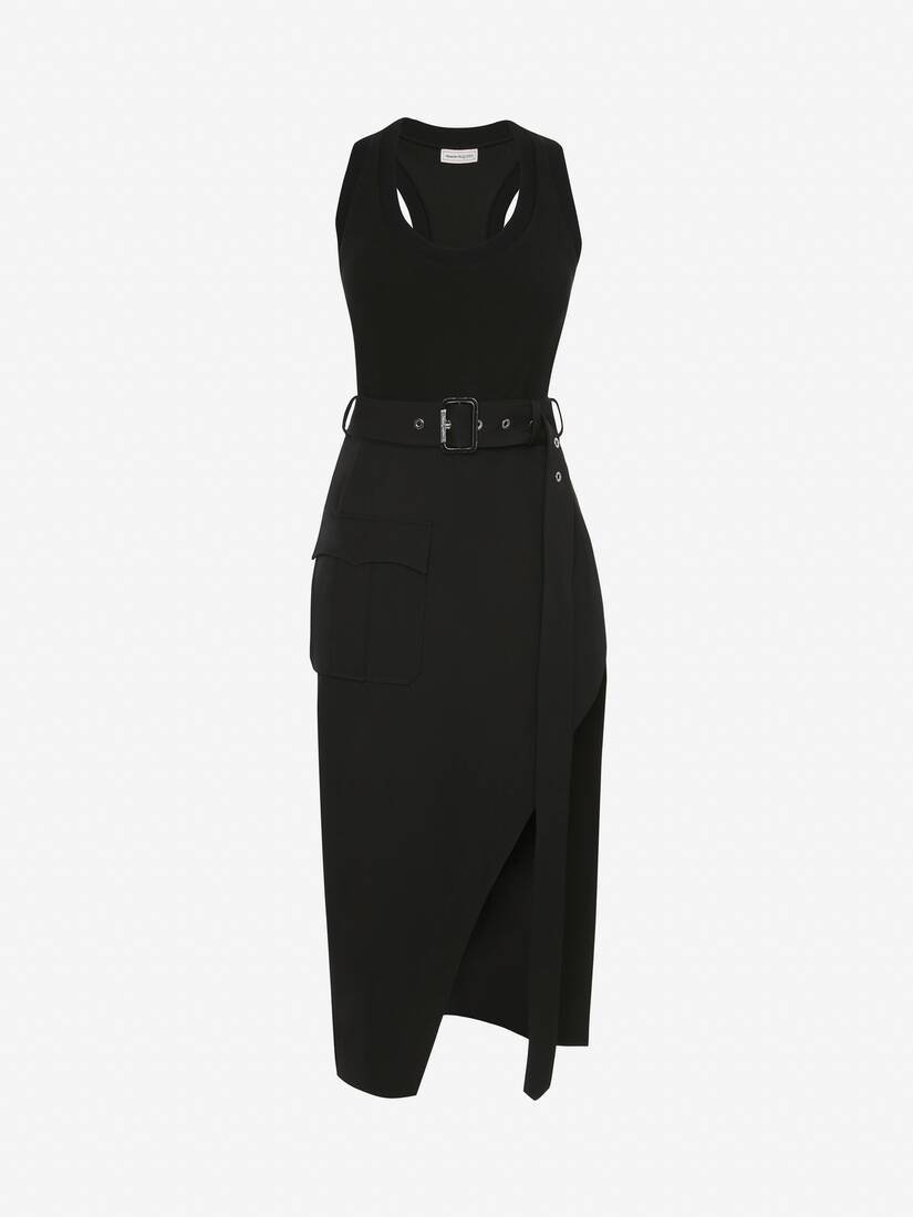 Women's Trompe L'oeil Pencil Dress in Black - 1
