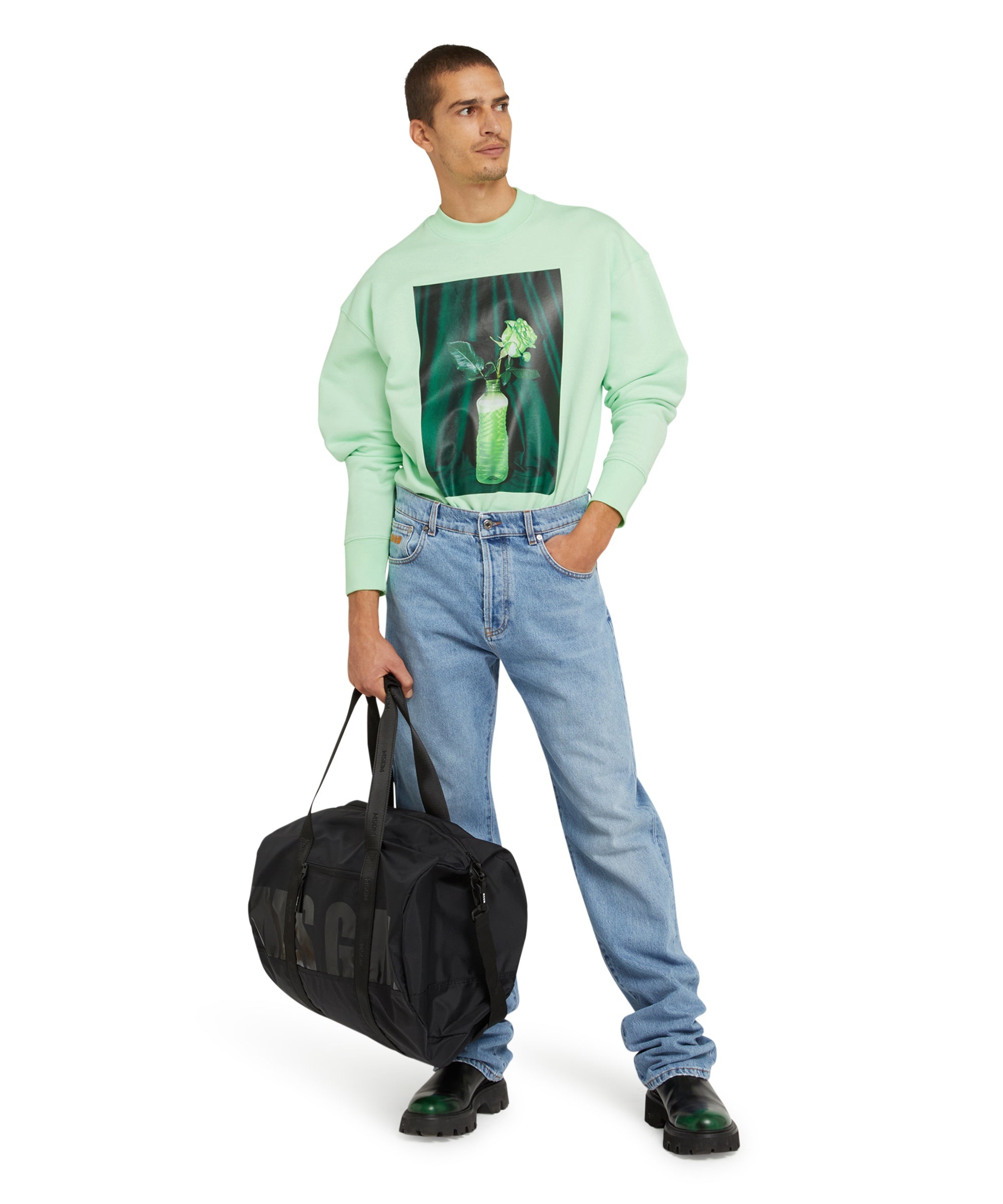 Organic cotton crewneck t-shirt from the MSGM Fantastic Green Capsule - 5