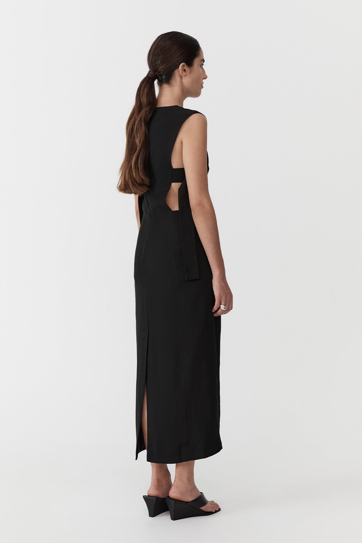 Classic Side Detail Dress - Black - 5