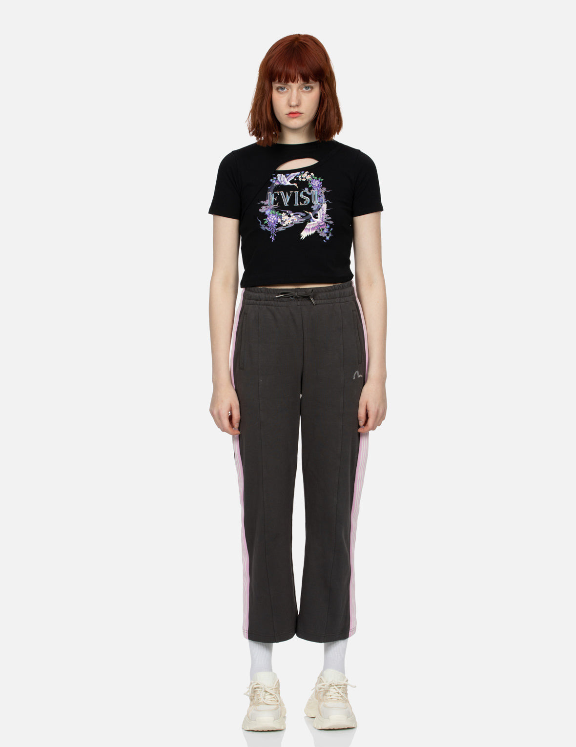 CRANES AND WISTERIA PRINT FASHION FIT  CUT-OUT T-SHIRT - 5